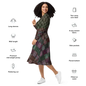 Long Sleeve Midi Dress (Her/Muliebris)(Tree Link Pride Stripes) RJSTHS2022 RJS