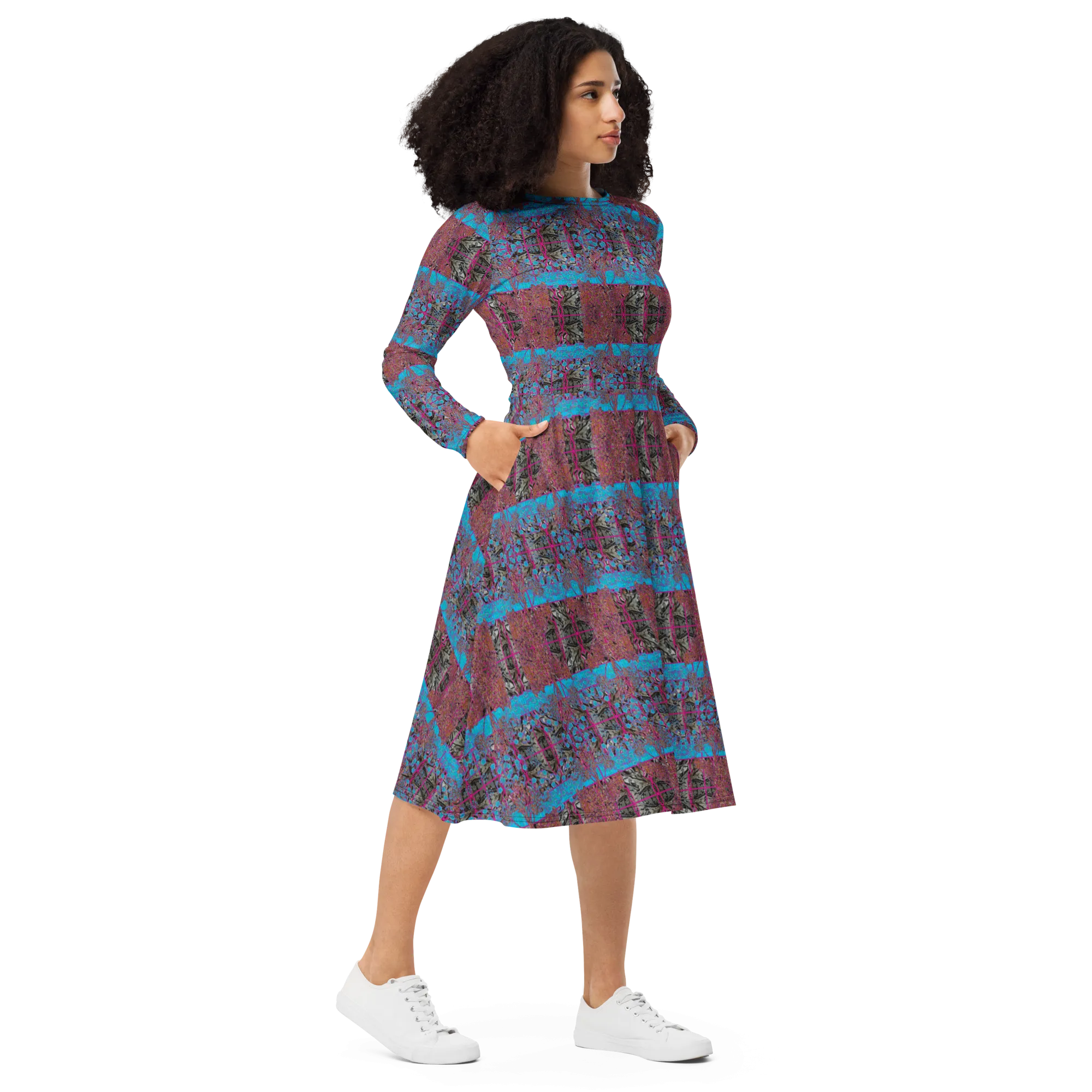 Long Sleeve Midi Dress (Her/Muliebris)(Tree Link WindSong Flower) RJSTH@Fabric#11 RJSTHS2022 RJS