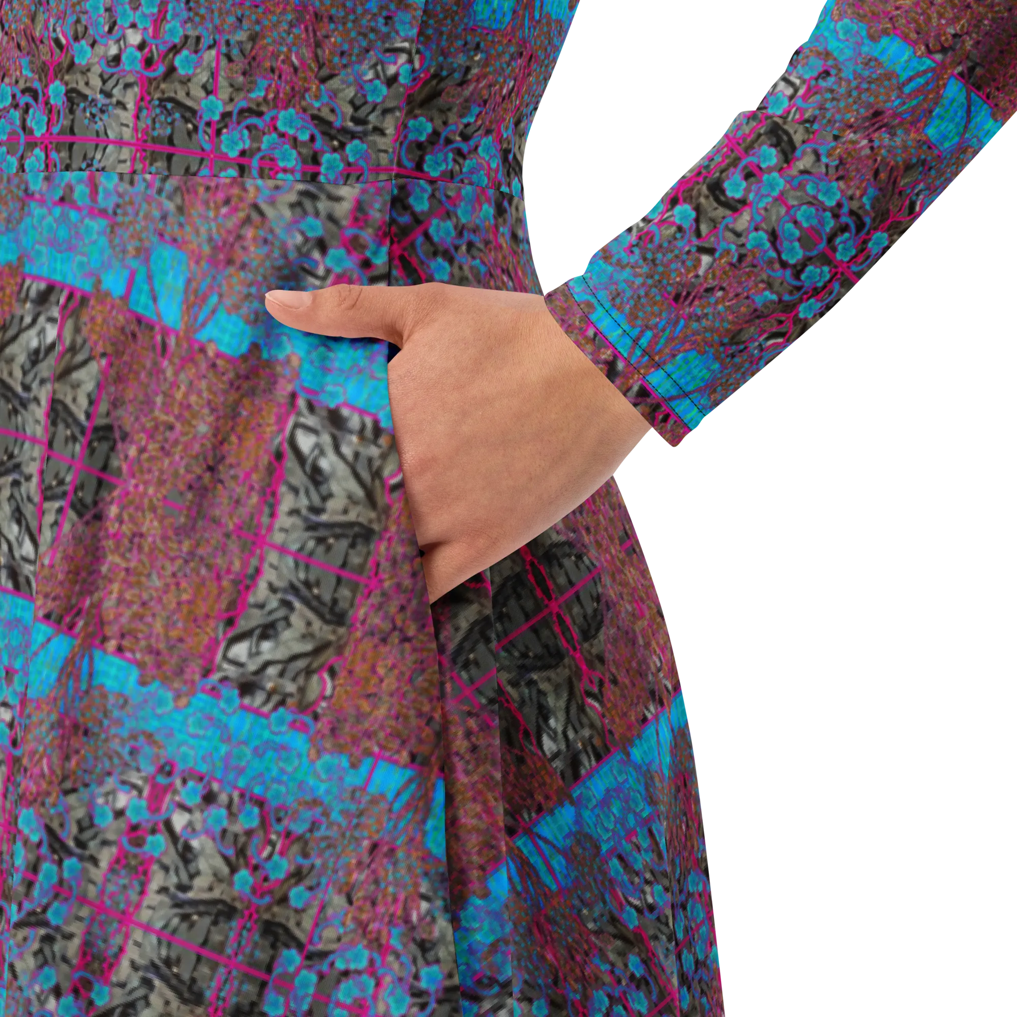 Long Sleeve Midi Dress (Her/Muliebris)(Tree Link WindSong Flower) RJSTH@Fabric#11 RJSTHS2022 RJS