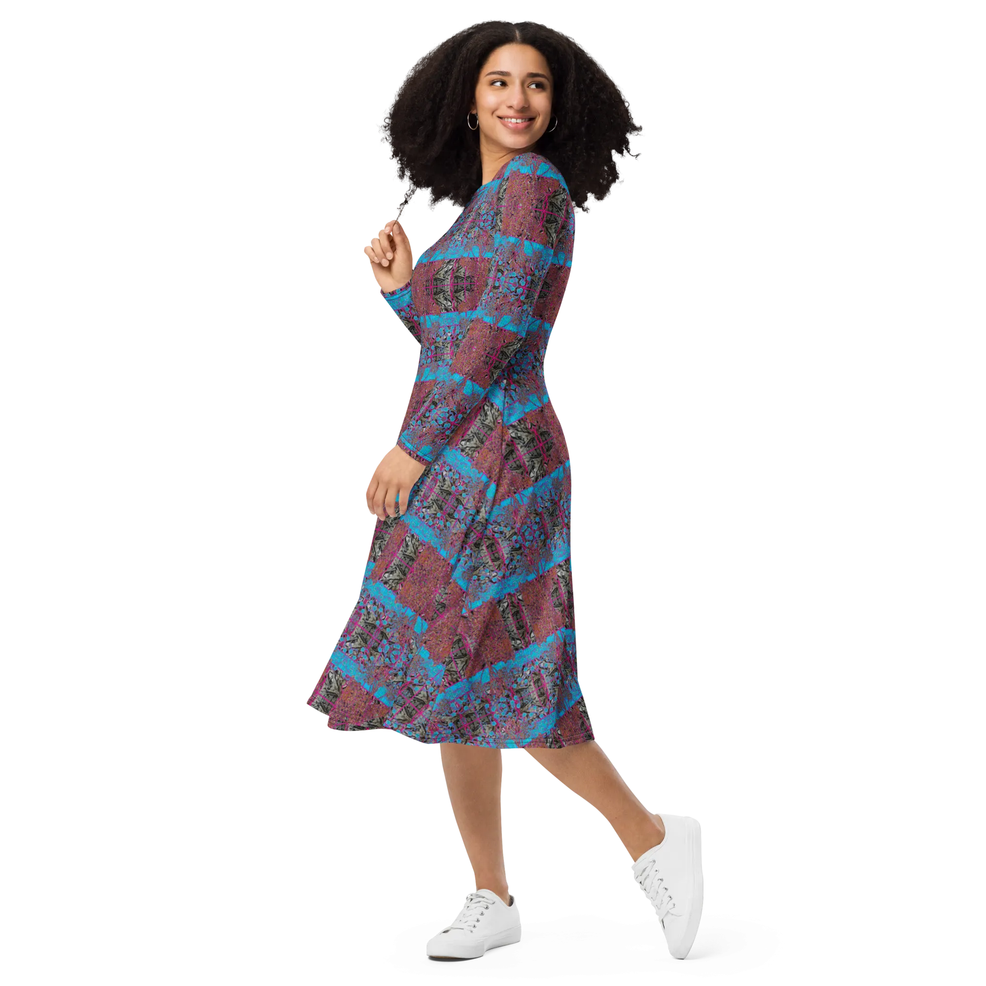 Long Sleeve Midi Dress (Her/Muliebris)(Tree Link WindSong Flower) RJSTH@Fabric#11 RJSTHS2022 RJS