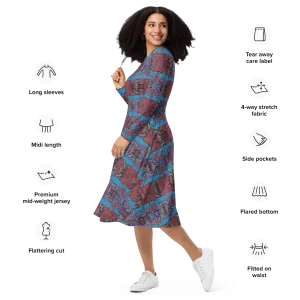 Long Sleeve Midi Dress (Her/Muliebris)(Tree Link WindSong Flower) RJSTH@Fabric#11 RJSTHS2022 RJS