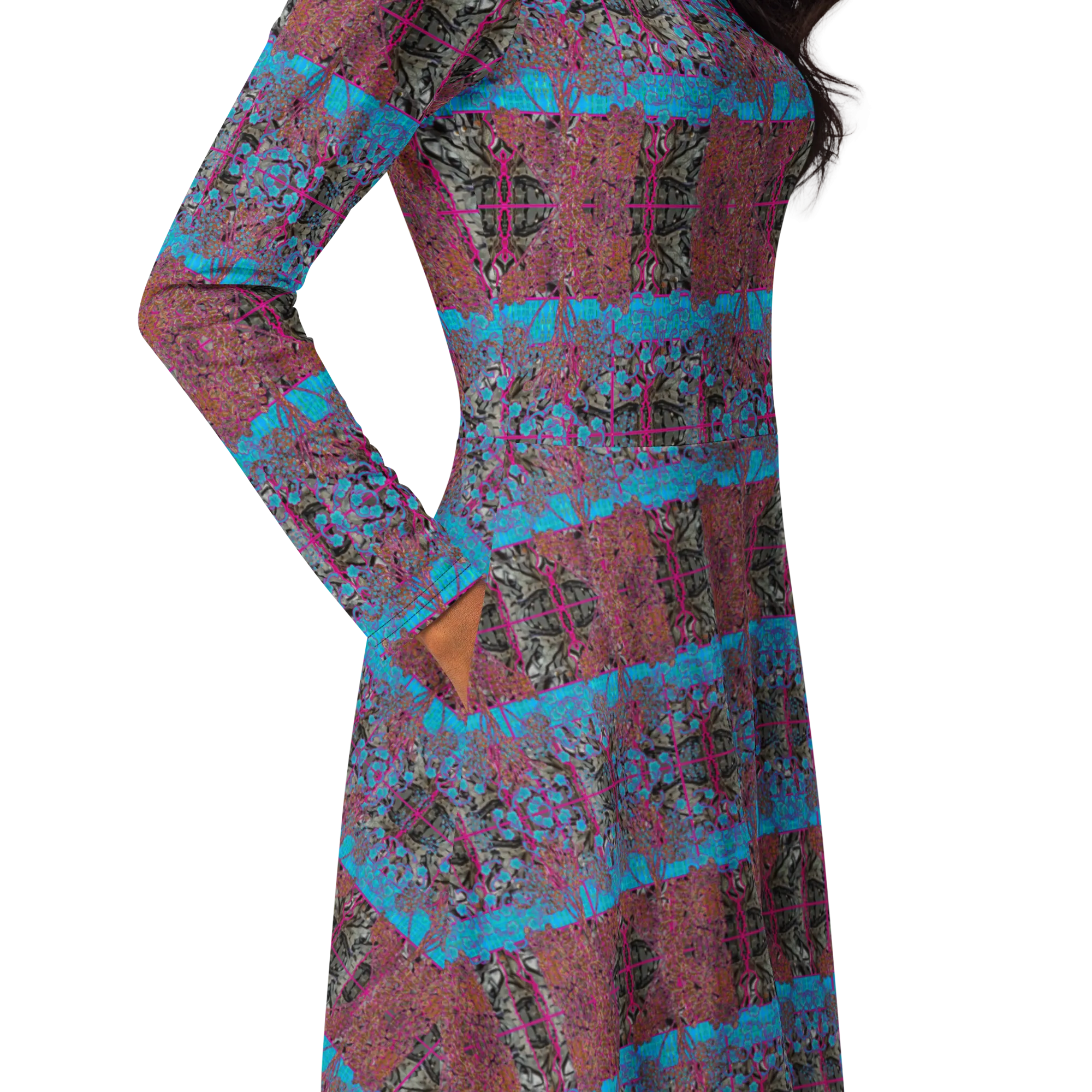 Long Sleeve Midi Dress (Her/Muliebris)(Tree Link WindSong Flower) RJSTH@Fabric#11 RJSTHS2022 RJS