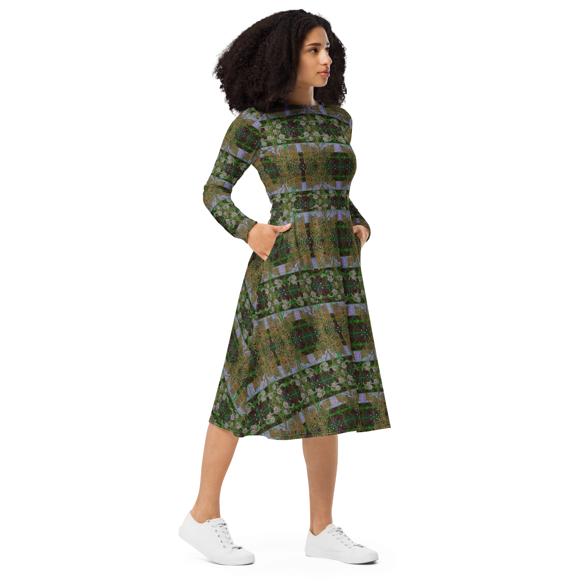 Long Sleeve Midi Dress (Her/Muliebris)(Tree Link WindSong Flower) RJSTH@Fabric#4 RJSTHS2022 RJS