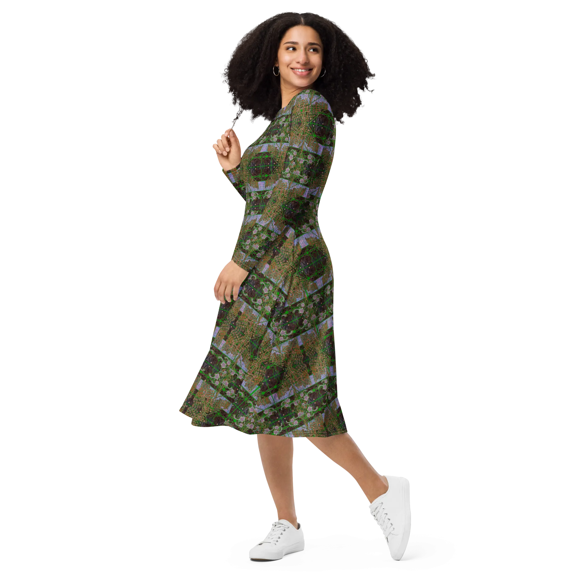 Long Sleeve Midi Dress (Her/Muliebris)(Tree Link WindSong Flower) RJSTH@Fabric#4 RJSTHS2022 RJS