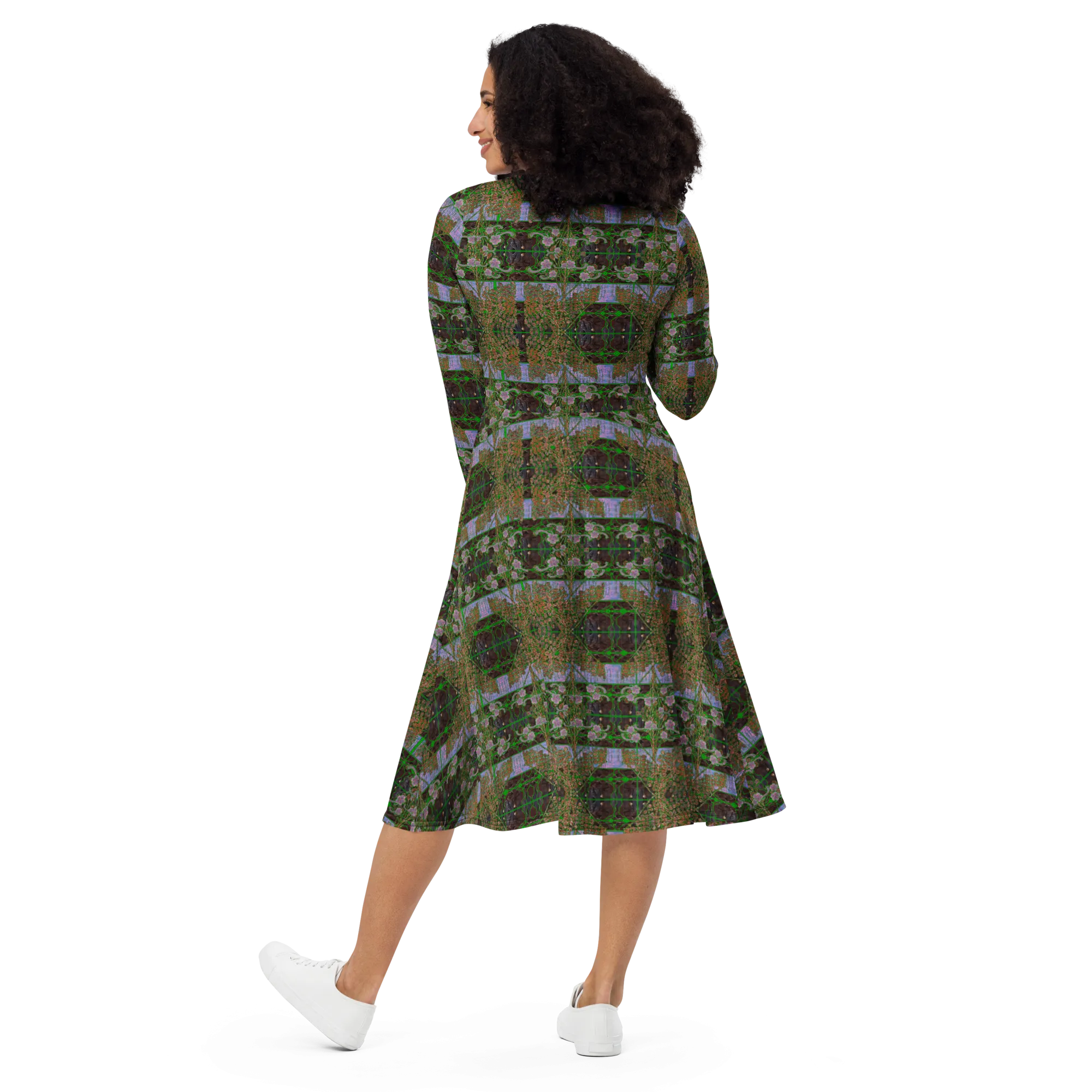 Long Sleeve Midi Dress (Her/Muliebris)(Tree Link WindSong Flower) RJSTH@Fabric#4 RJSTHS2022 RJS