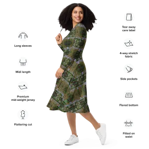Long Sleeve Midi Dress (Her/Muliebris)(Tree Link WindSong Flower) RJSTH@Fabric#4 RJSTHS2022 RJS
