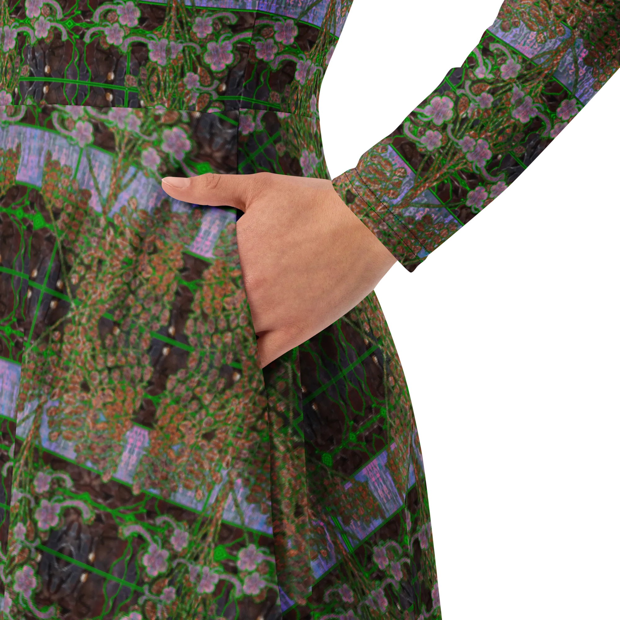 Long Sleeve Midi Dress (Her/Muliebris)(Tree Link WindSong Flower) RJSTH@Fabric#4 RJSTHS2022 RJS