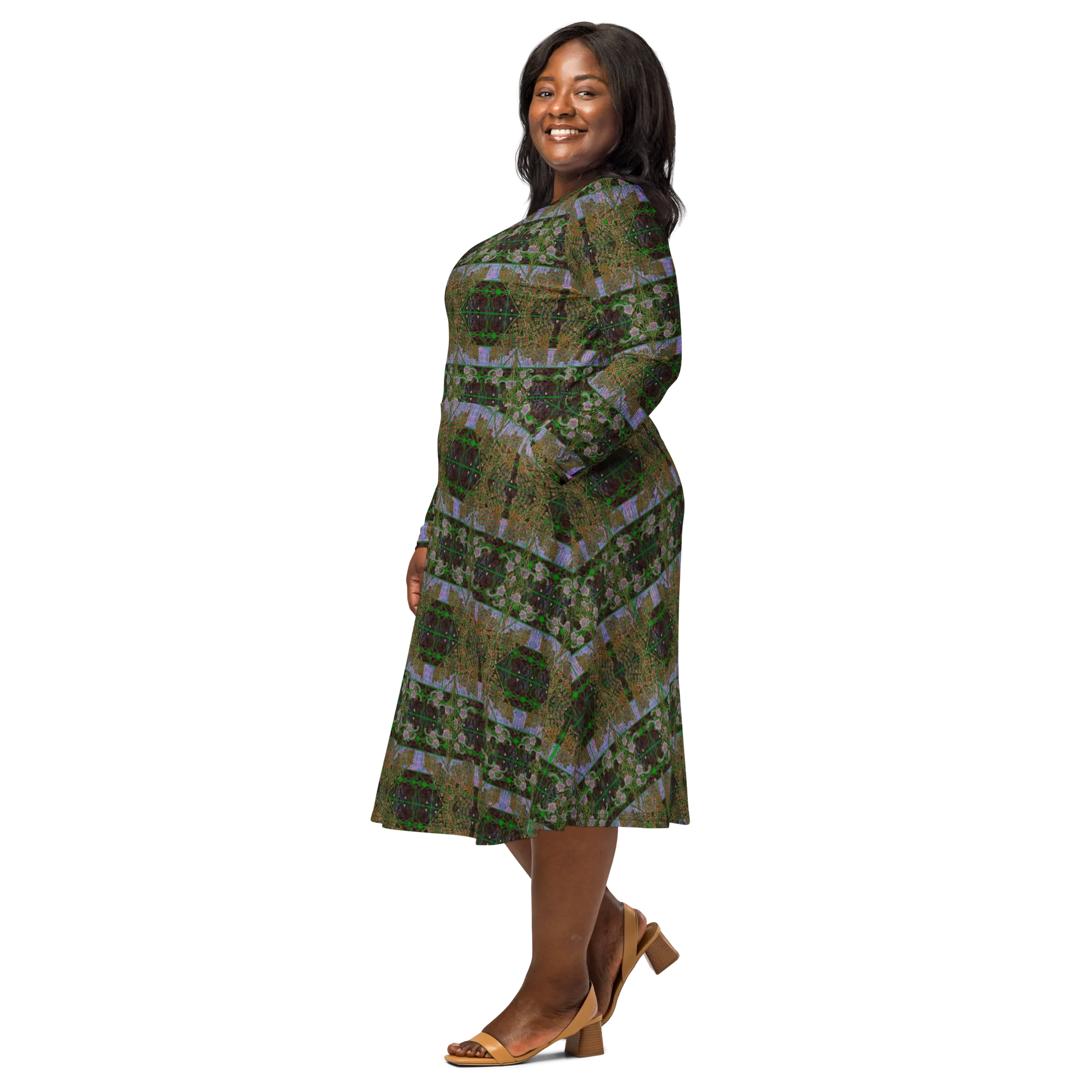 Long Sleeve Midi Dress (Her/Muliebris)(Tree Link WindSong Flower) RJSTH@Fabric#4 RJSTHS2022 RJS