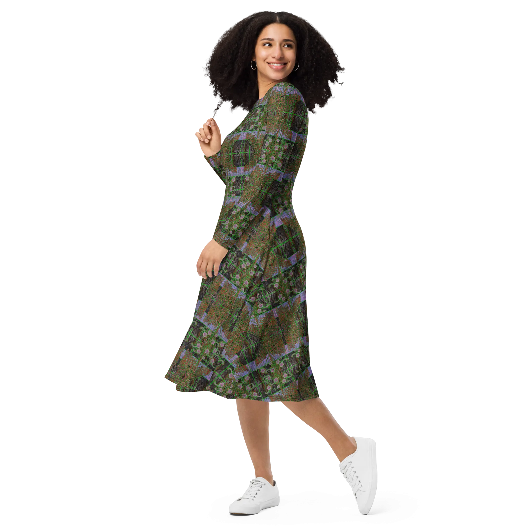 Long Sleeve Midi Dress (Her/Muliebris)(Tree Link WindSong Flower) RJSTH@Fabric#5 RJSTHS2022 RJS