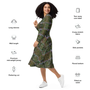 Long Sleeve Midi Dress (Her/Muliebris)(Tree Link WindSong Flower) RJSTH@Fabric#5 RJSTHS2022 RJS