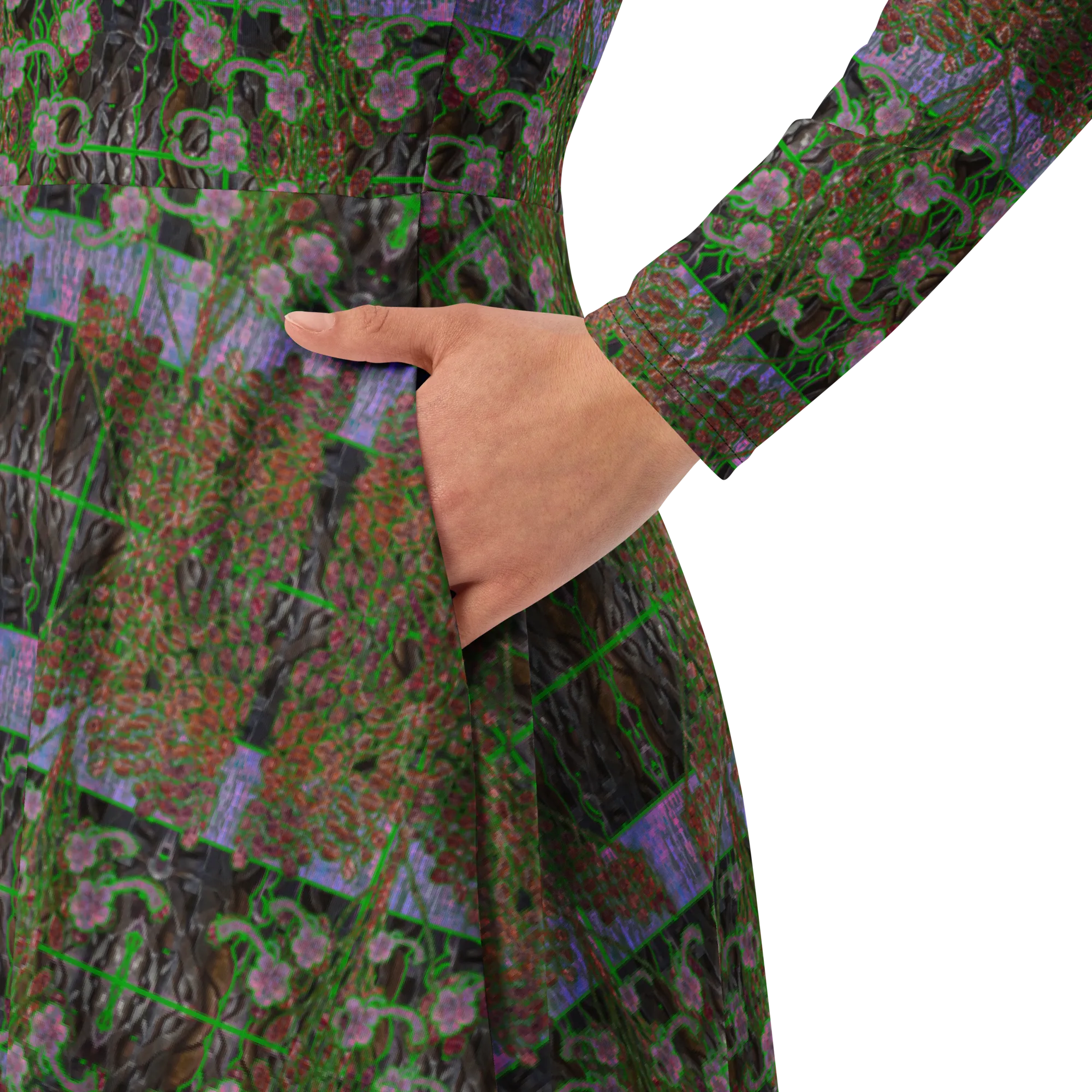 Long Sleeve Midi Dress (Her/Muliebris)(Tree Link WindSong Flower) RJSTH@Fabric#5 RJSTHS2022 RJS