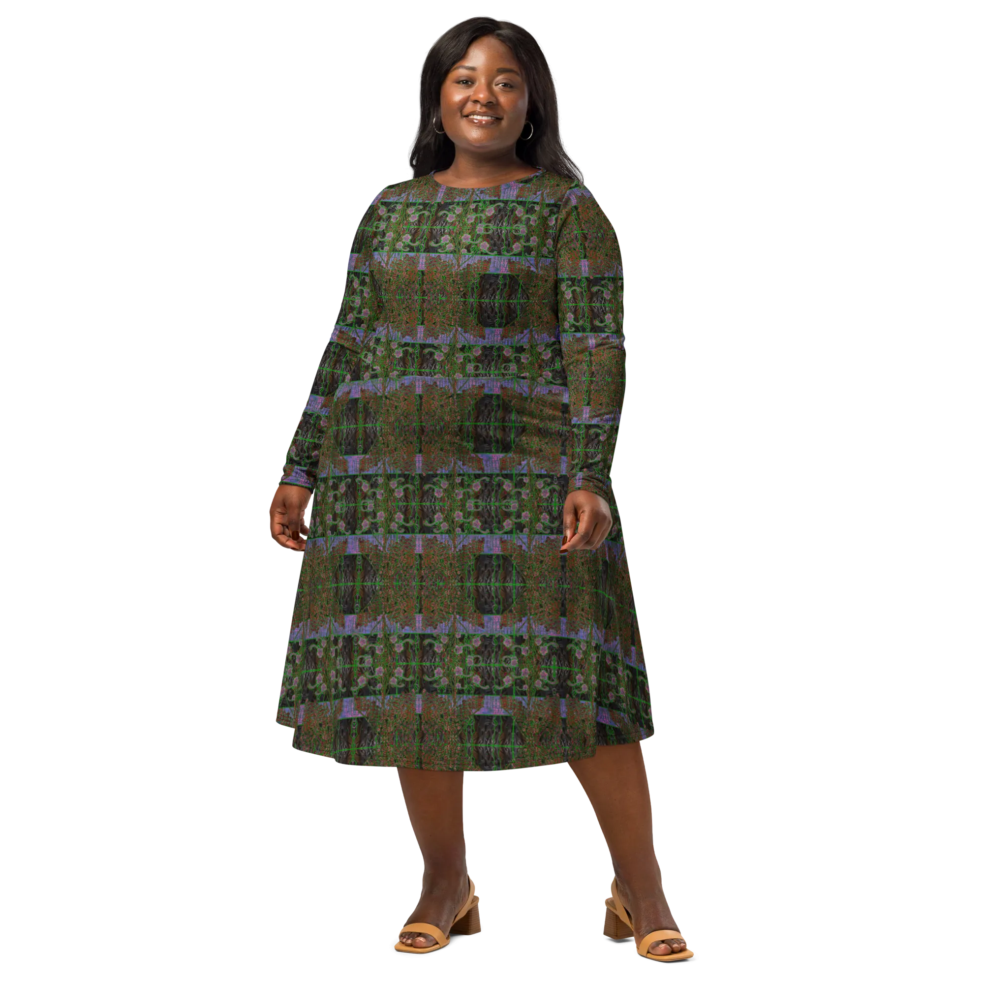 Long Sleeve Midi Dress (Her/Muliebris)(Tree Link WindSong Flower) RJSTH@Fabric#5 RJSTHS2022 RJS