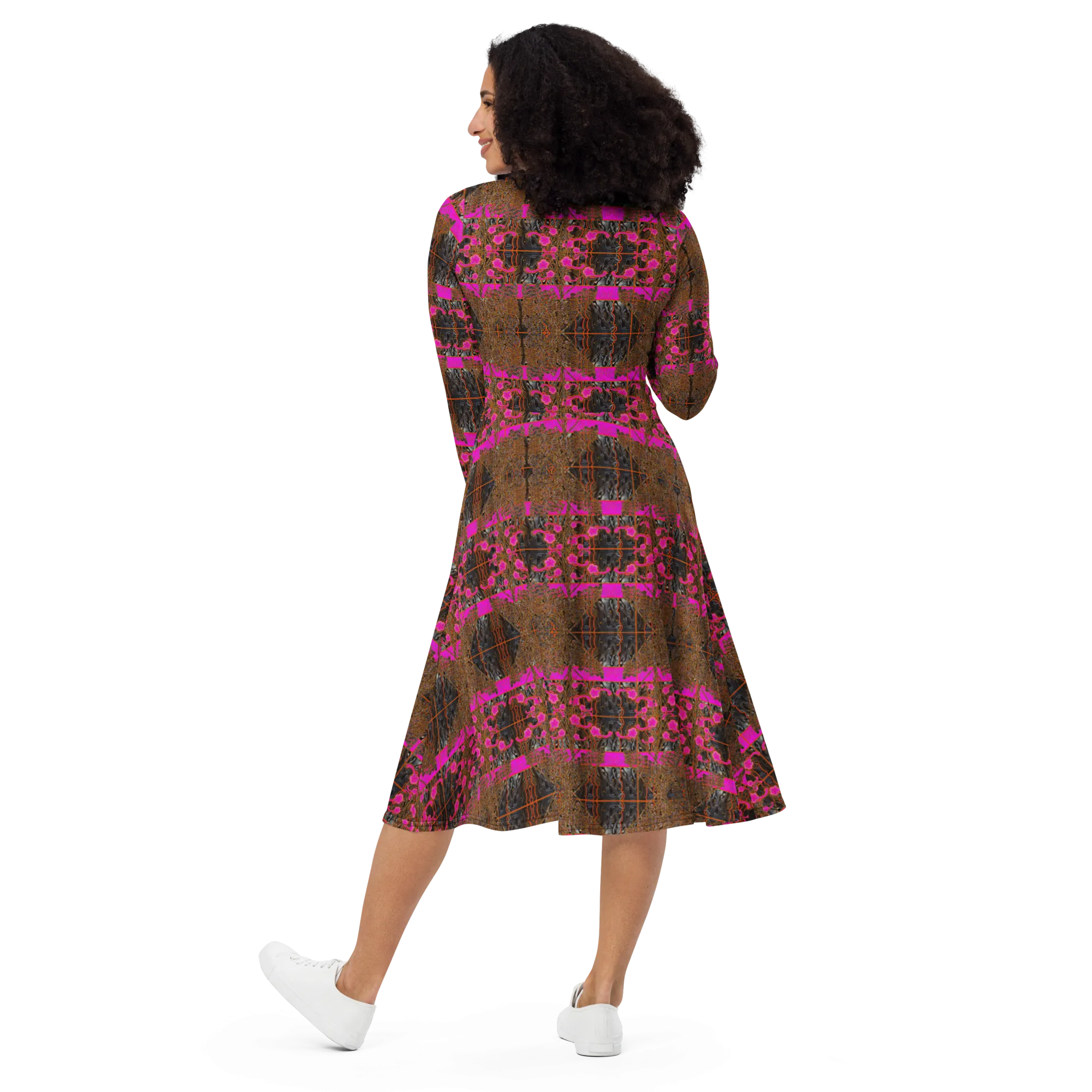 Long Sleeve Midi Dress (Her/Muliebris)(Tree Link WindSong Flower) RJSTH@Fabric#7 RJSTHS2022 RJS