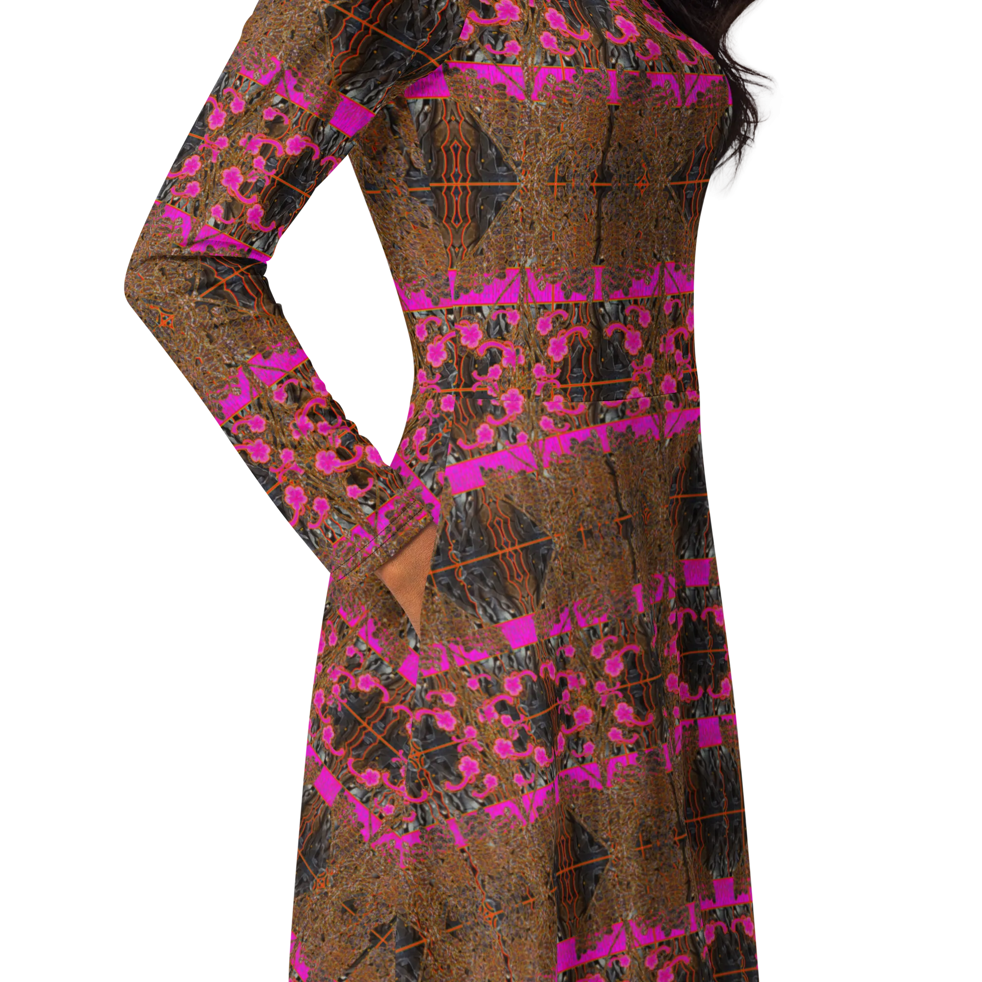 Long Sleeve Midi Dress (Her/Muliebris)(Tree Link WindSong Flower) RJSTH@Fabric#7 RJSTHS2022 RJS