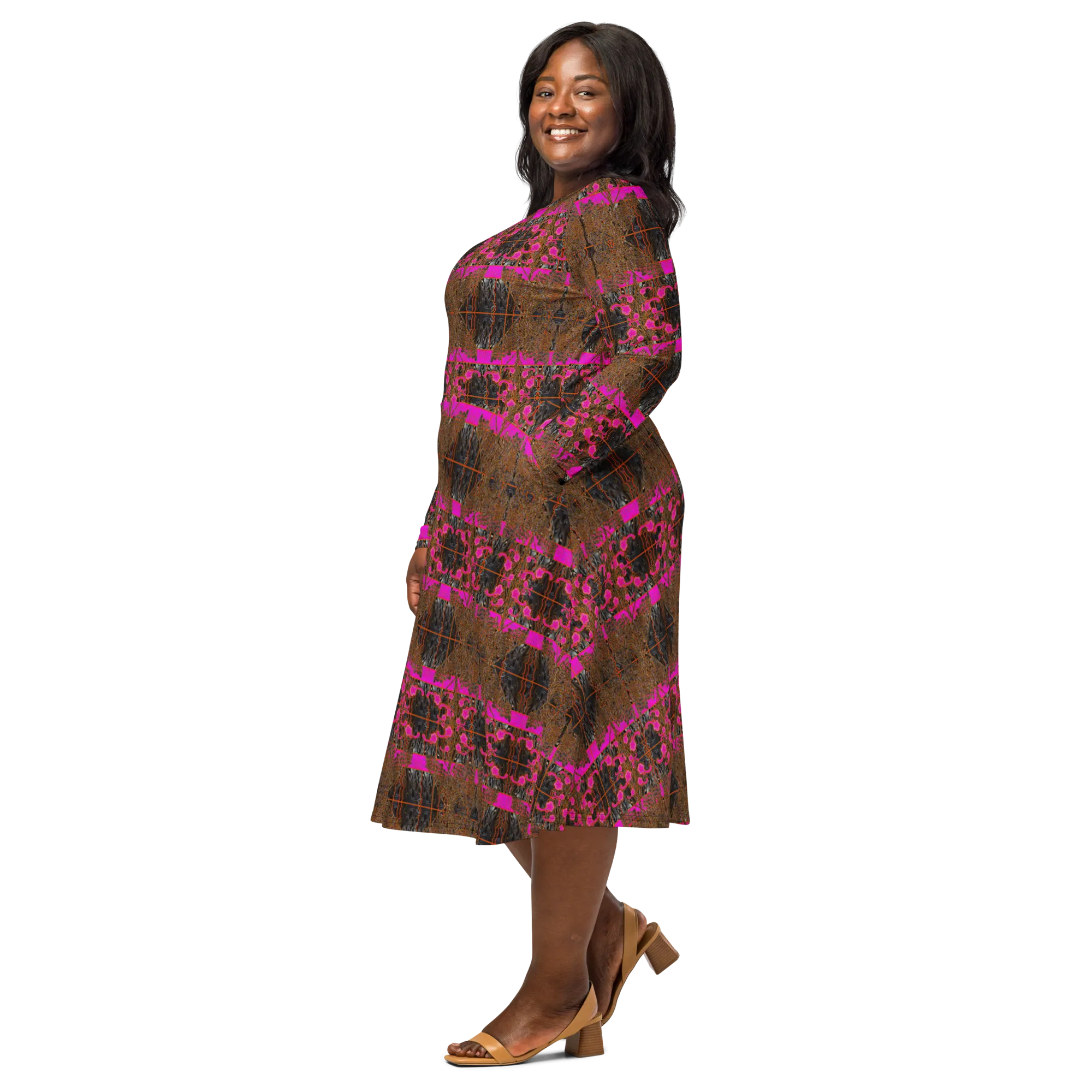 Long Sleeve Midi Dress (Her/Muliebris)(Tree Link WindSong Flower) RJSTH@Fabric#7 RJSTHS2022 RJS