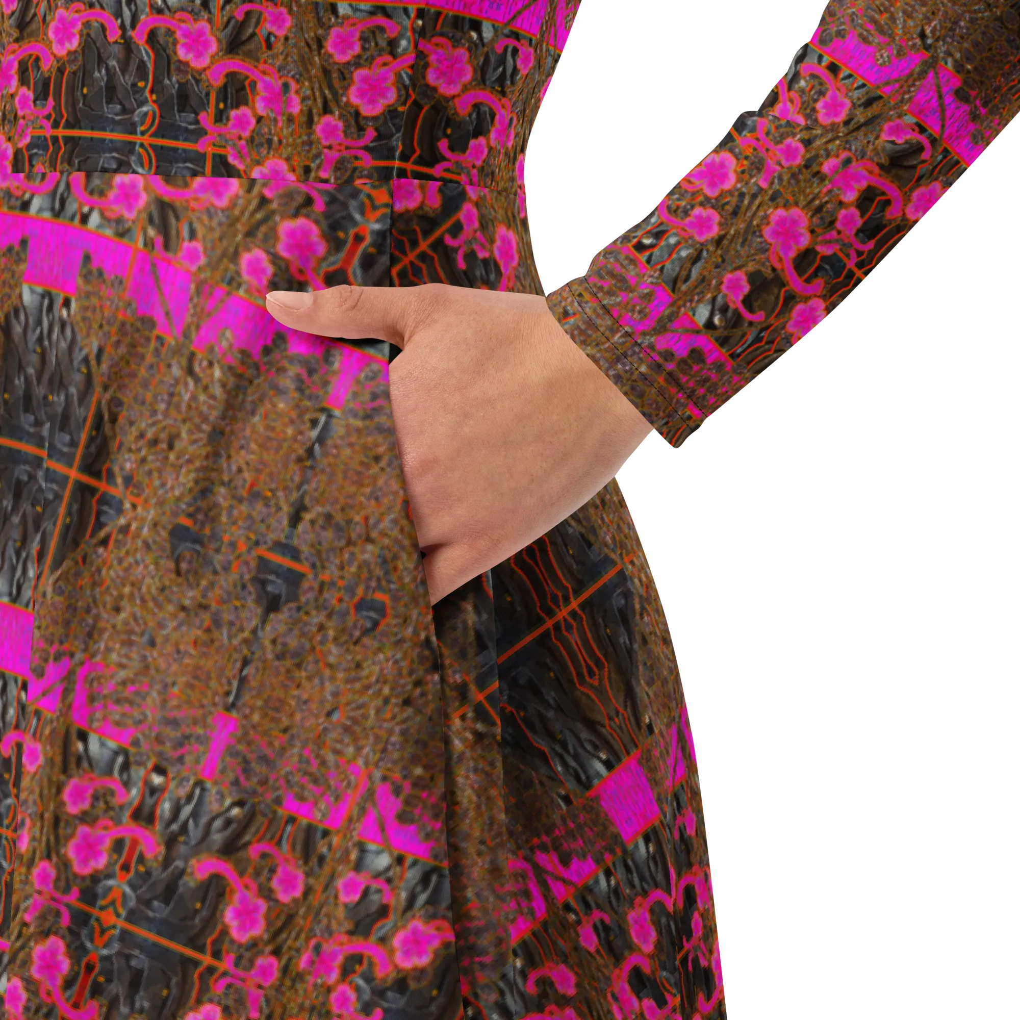 Long Sleeve Midi Dress (Her/Muliebris)(Tree Link WindSong Flower) RJSTH@Fabric#7 RJSTHS2022 RJS