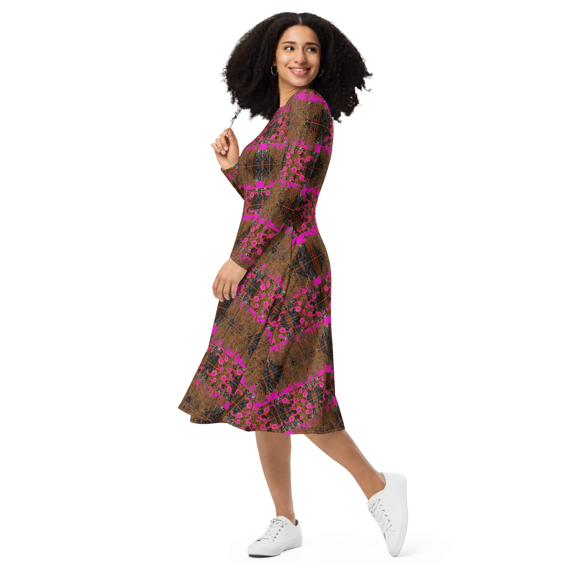 Long Sleeve Midi Dress (Her/Muliebris)(Tree Link WindSong Flower) RJSTH@Fabric#7 RJSTHS2022 RJS