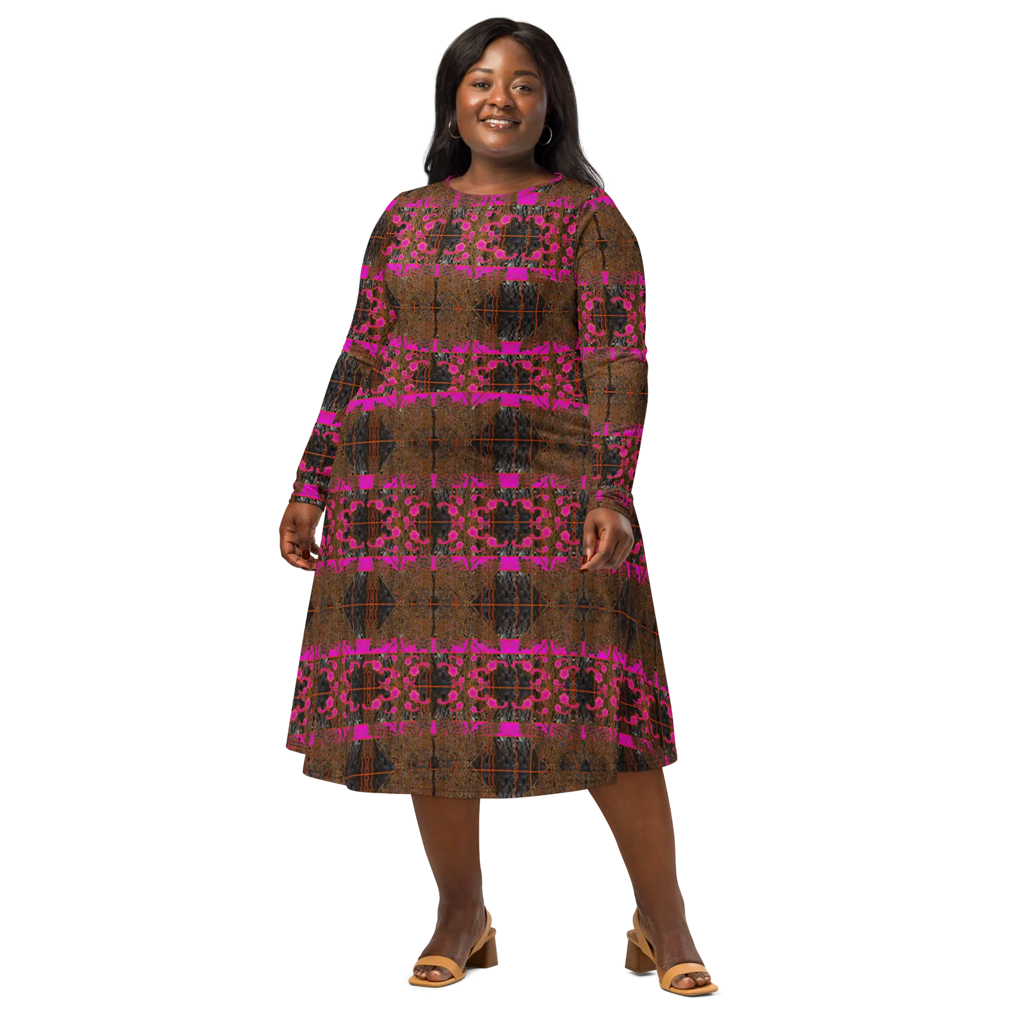 Long Sleeve Midi Dress (Her/Muliebris)(Tree Link WindSong Flower) RJSTH@Fabric#7 RJSTHS2022 RJS