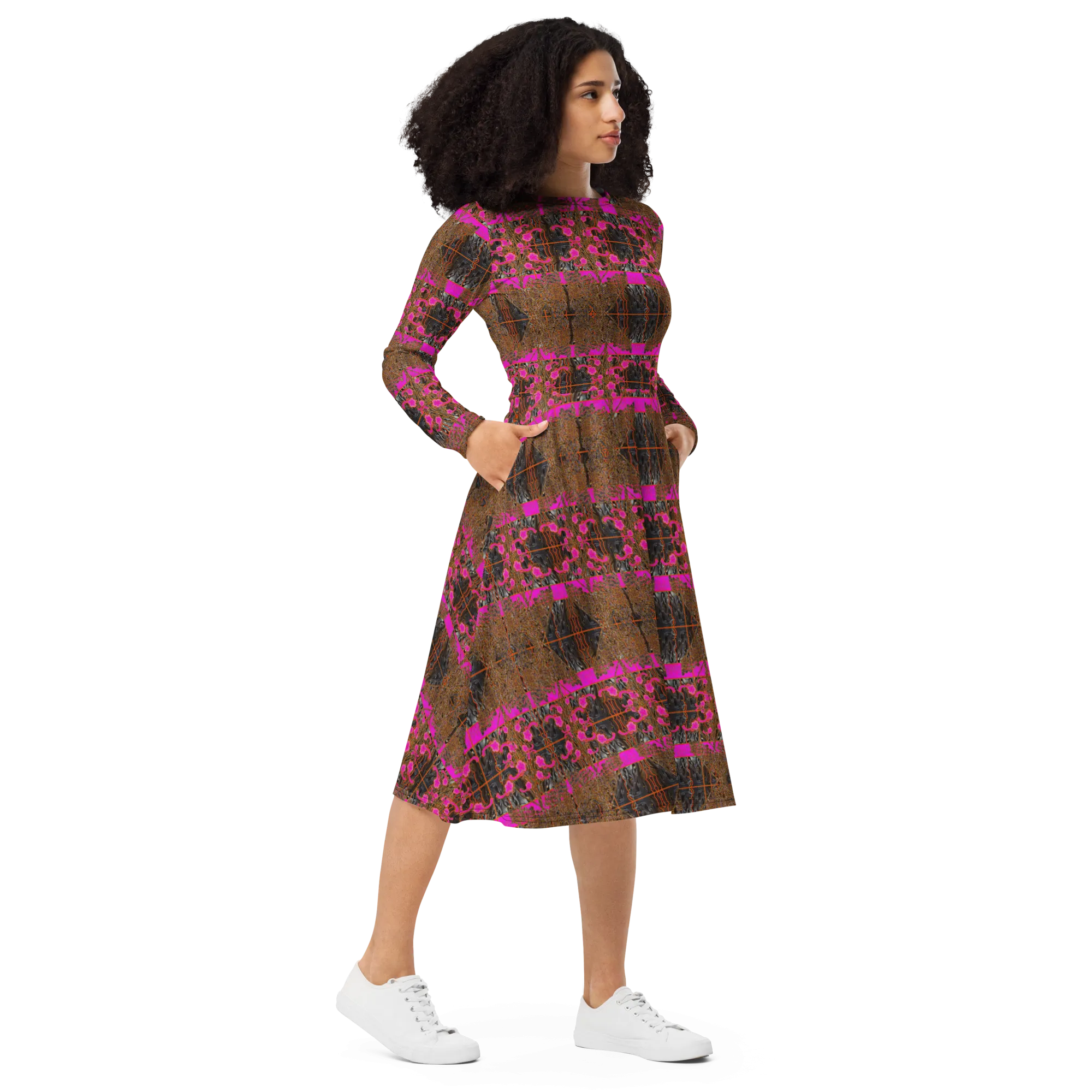 Long Sleeve Midi Dress (Her/Muliebris)(Tree Link WindSong Flower) RJSTH@Fabric#7 RJSTHS2022 RJS