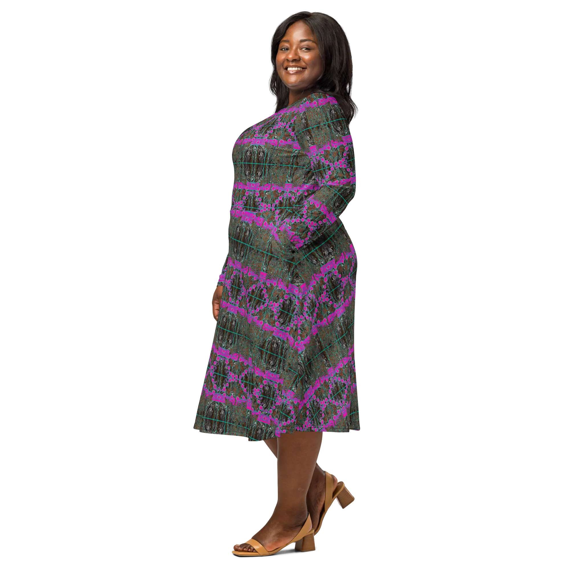 Long Sleeve Midi Dress (Her/Muliebris)(Tree Link WindSong Flower) RJSTH@Fabric#8 RJSTHS2022 RJS