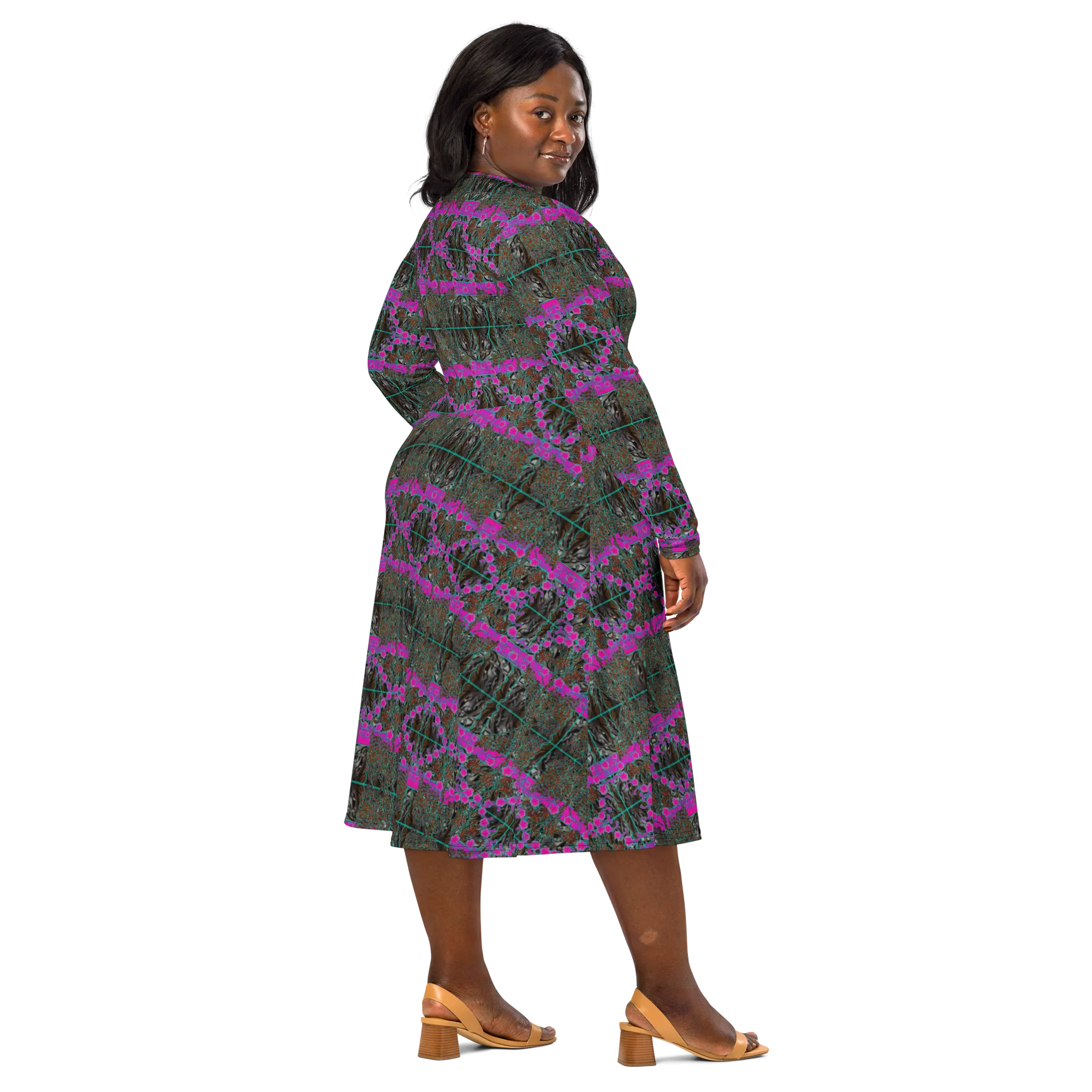 Long Sleeve Midi Dress (Her/Muliebris)(Tree Link WindSong Flower) RJSTH@Fabric#8 RJSTHS2022 RJS