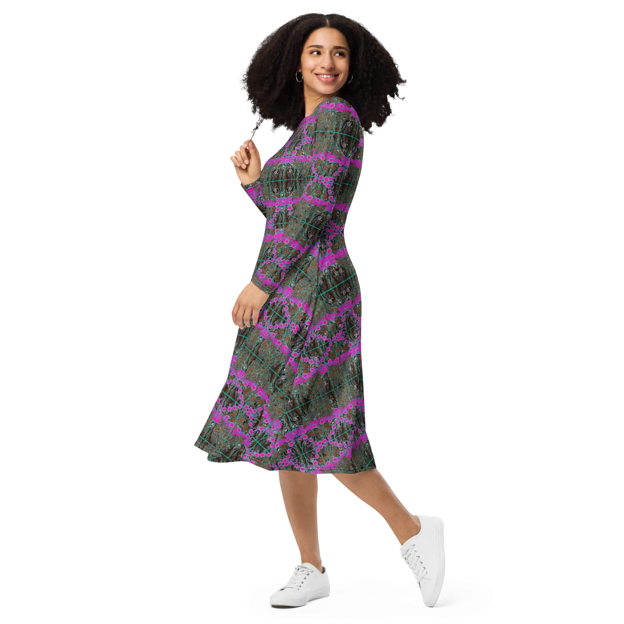 Long Sleeve Midi Dress (Her/Muliebris)(Tree Link WindSong Flower) RJSTH@Fabric#8 RJSTHS2022 RJS