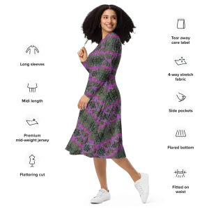 Long Sleeve Midi Dress (Her/Muliebris)(Tree Link WindSong Flower) RJSTH@Fabric#8 RJSTHS2022 RJS