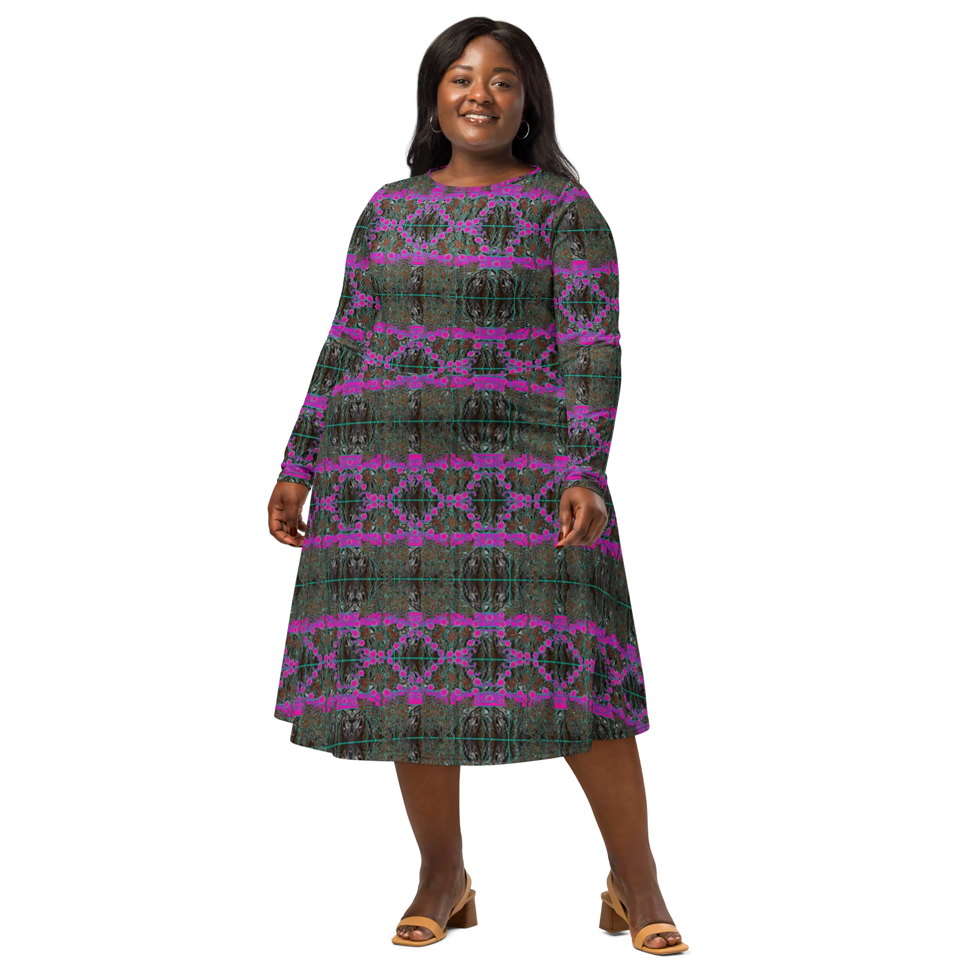 Long Sleeve Midi Dress (Her/Muliebris)(Tree Link WindSong Flower) RJSTH@Fabric#8 RJSTHS2022 RJS