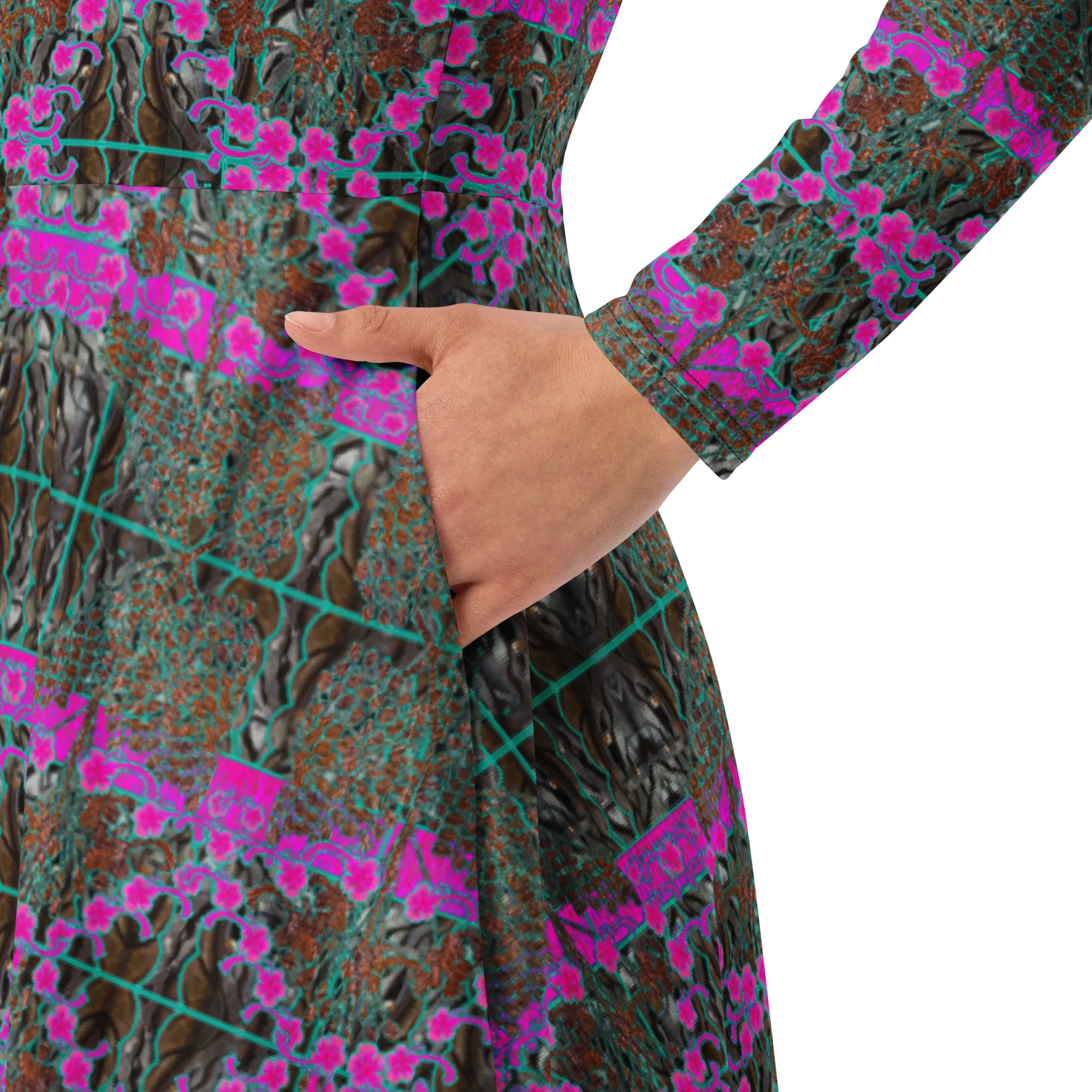 Long Sleeve Midi Dress (Her/Muliebris)(Tree Link WindSong Flower) RJSTH@Fabric#8 RJSTHS2022 RJS