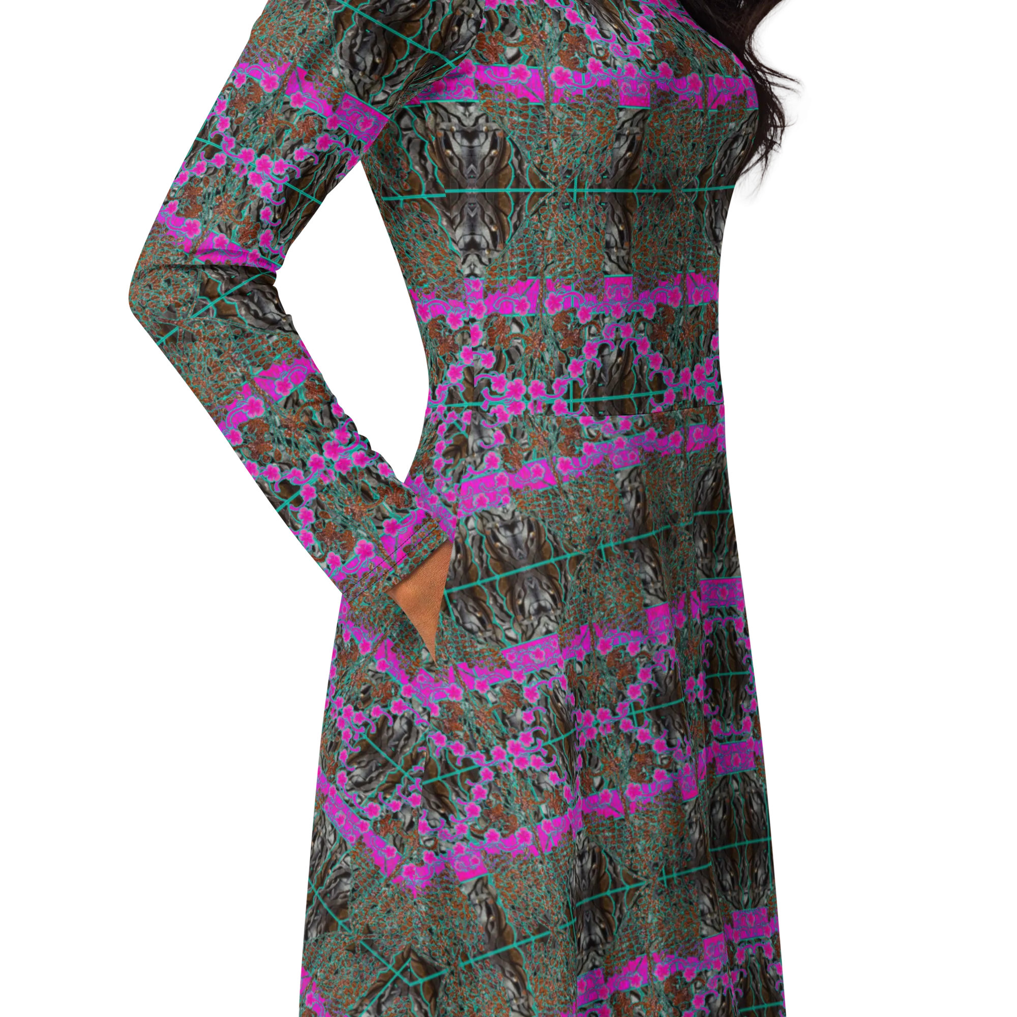 Long Sleeve Midi Dress (Her/Muliebris)(Tree Link WindSong Flower) RJSTH@Fabric#8 RJSTHS2022 RJS