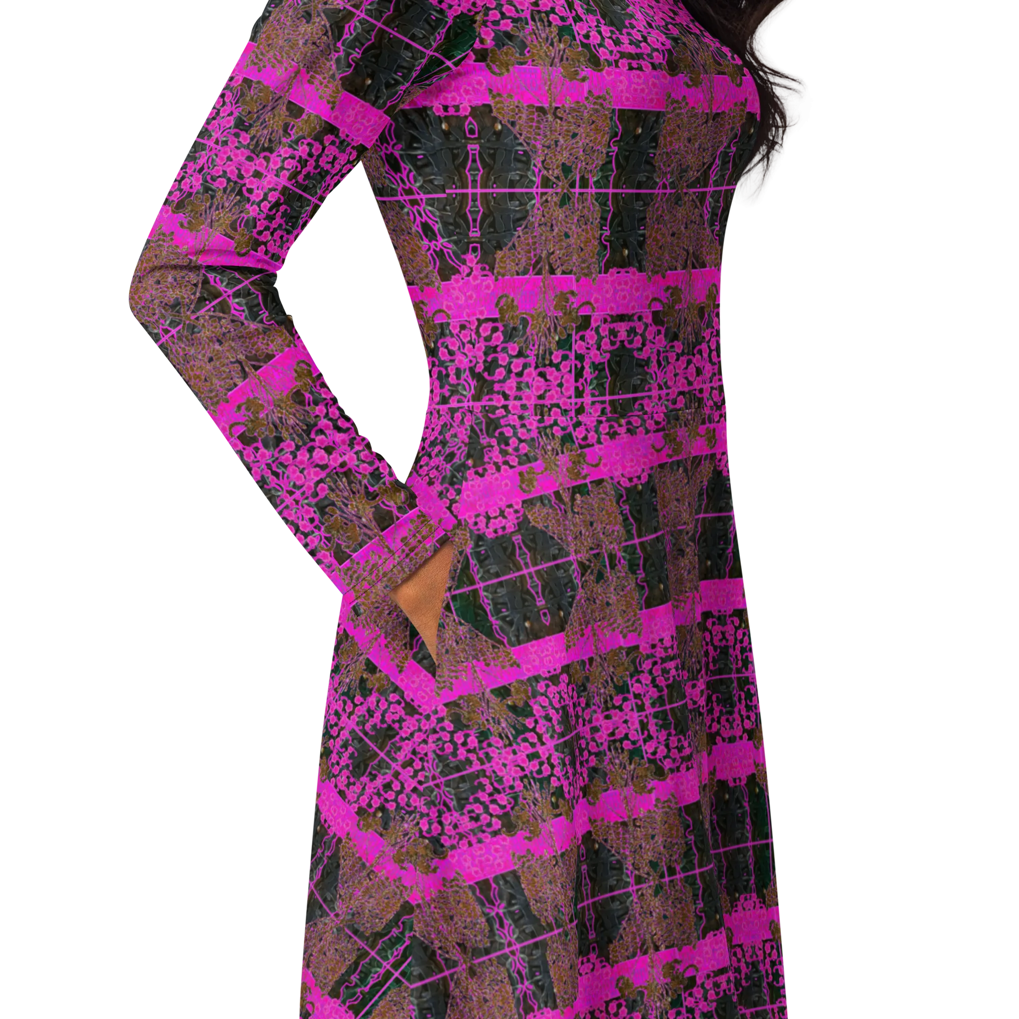 Long Sleeve Midi Dress (Her/Muliebris)(Tree Link WindSong Flower) RJSTH@Fabric#9 RJSTHS2022 RJS