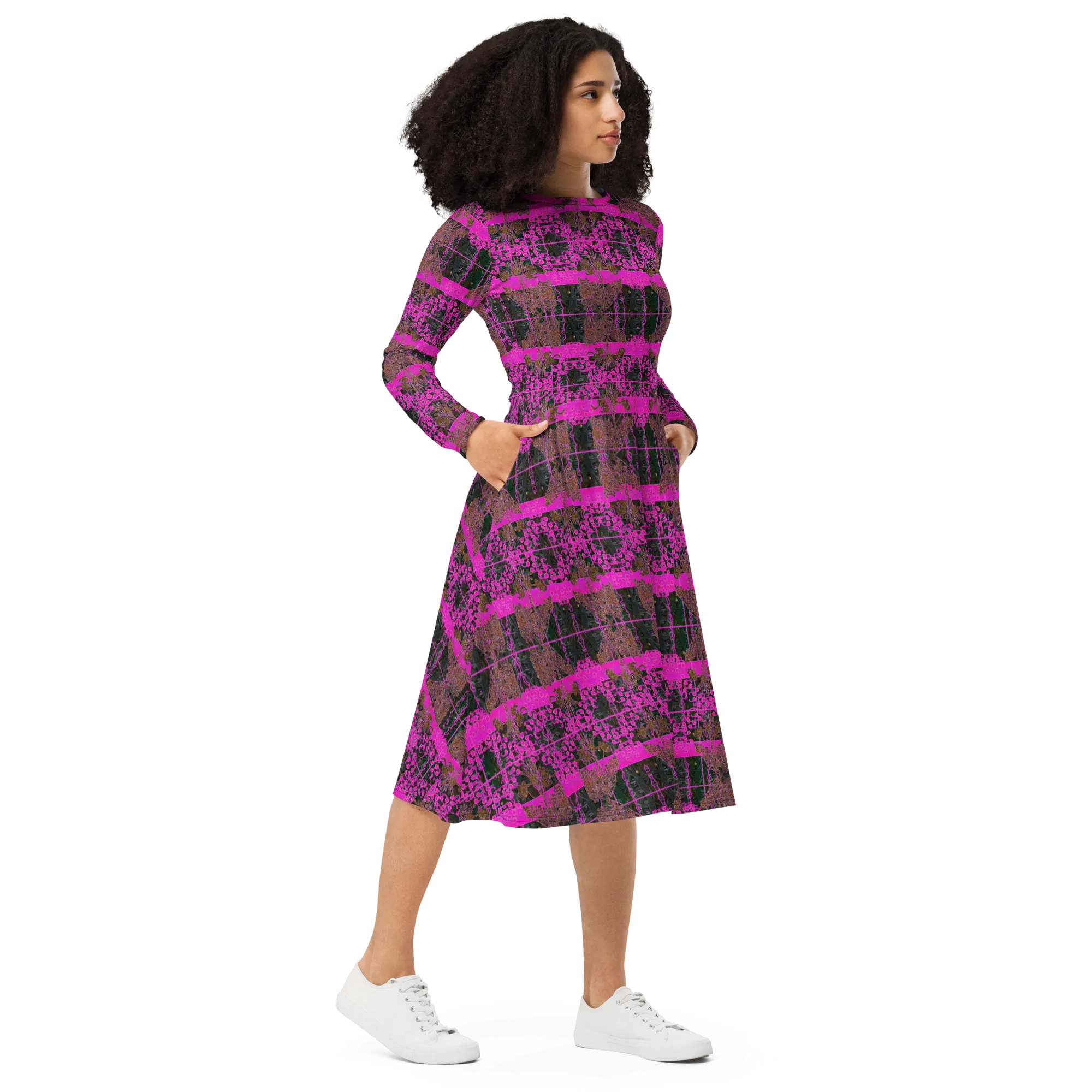 Long Sleeve Midi Dress (Her/Muliebris)(Tree Link WindSong Flower) RJSTH@Fabric#9 RJSTHS2022 RJS