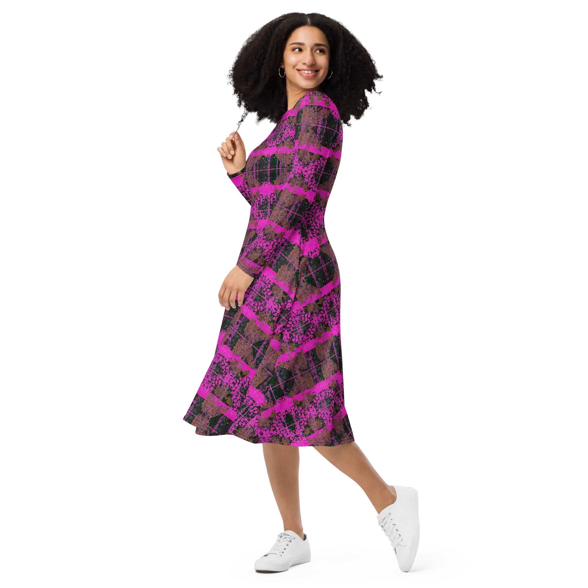 Long Sleeve Midi Dress (Her/Muliebris)(Tree Link WindSong Flower) RJSTH@Fabric#9 RJSTHS2022 RJS