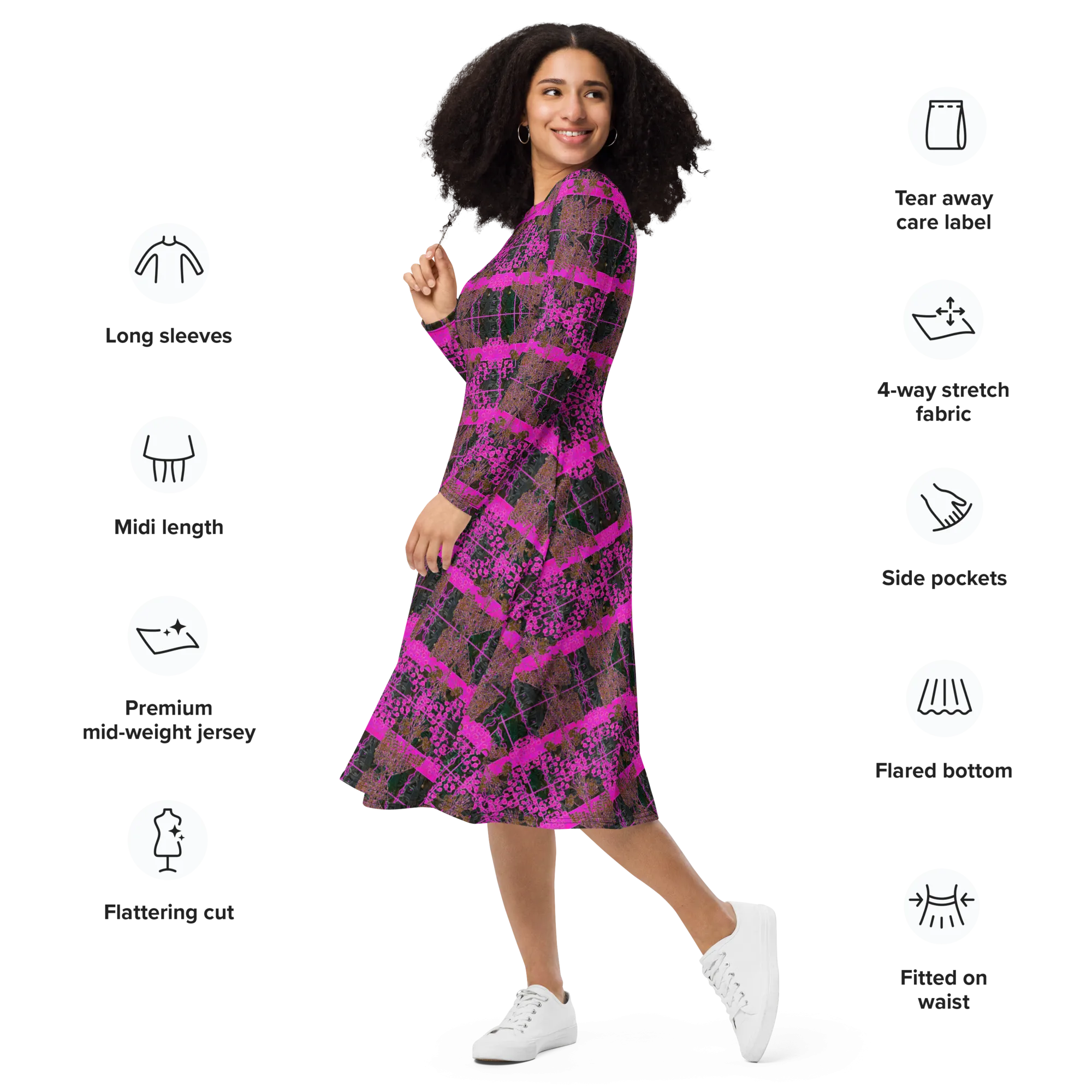 Long Sleeve Midi Dress (Her/Muliebris)(Tree Link WindSong Flower) RJSTH@Fabric#9 RJSTHS2022 RJS
