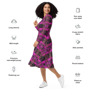 Long Sleeve Midi Dress (Her/Muliebris)(Tree Link WindSong Flower) RJSTH@Fabric#9 RJSTHS2022 RJS