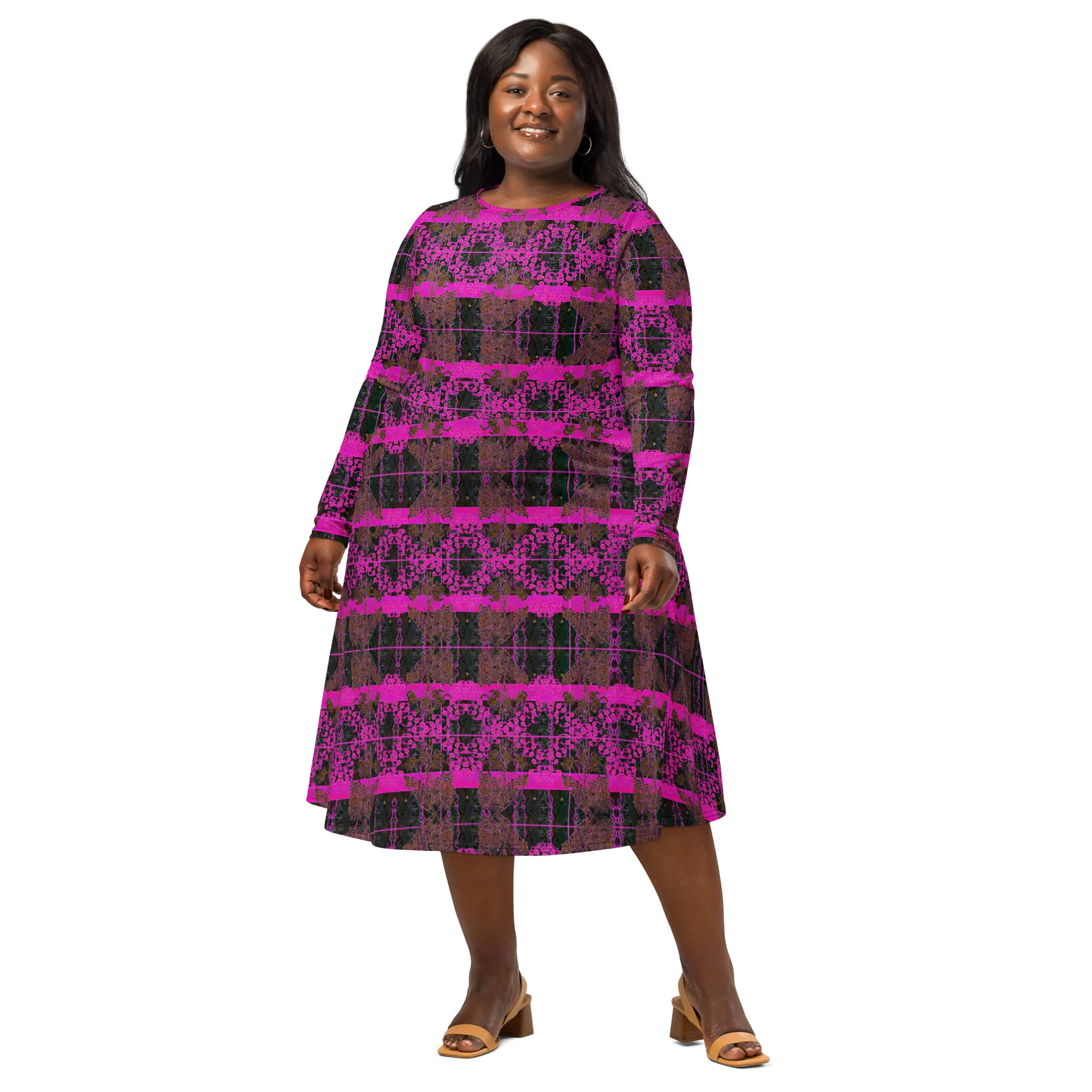 Long Sleeve Midi Dress (Her/Muliebris)(Tree Link WindSong Flower) RJSTH@Fabric#9 RJSTHS2022 RJS