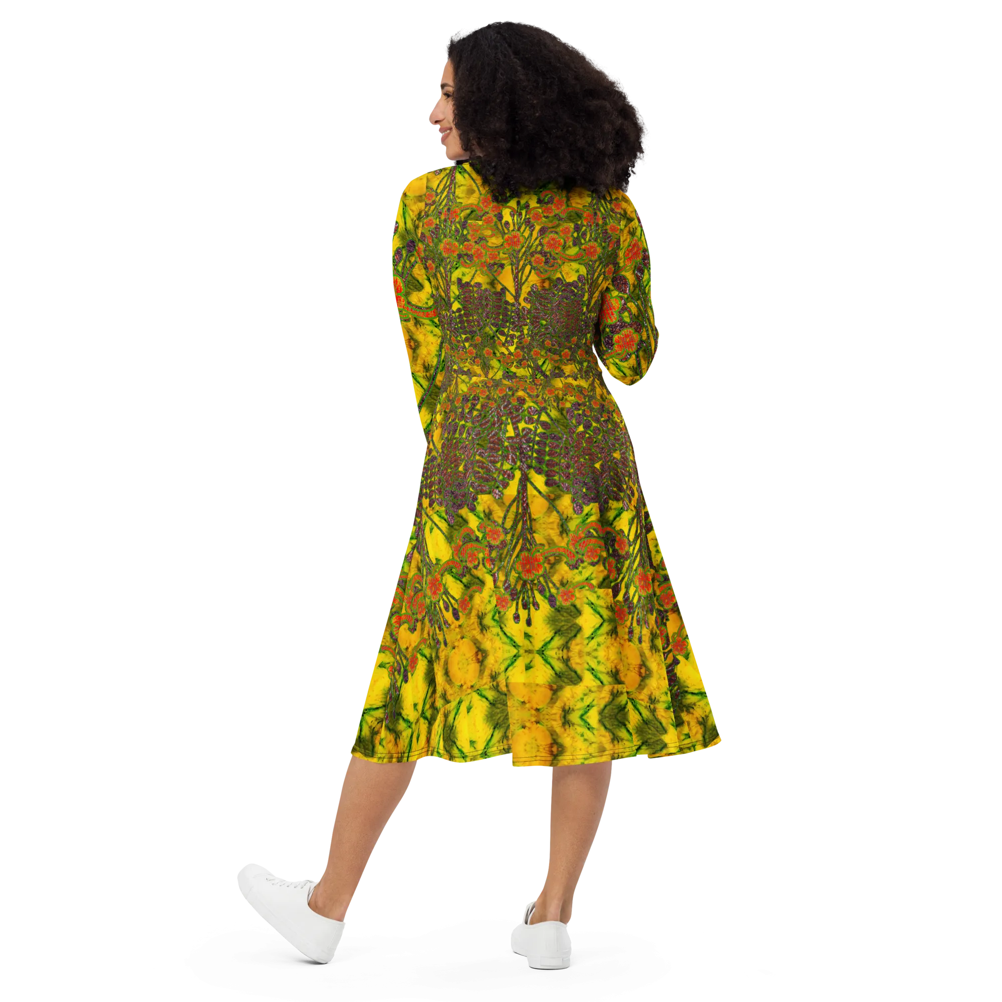 Long Sleeve Midi Dress (Her/Muliebris)(WindSong Flower) RJSTH@Fabric#1 RJSTHS2022 RJS