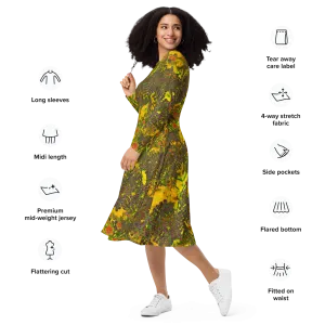 Long Sleeve Midi Dress (Her/Muliebris)(WindSong Flower) RJSTH@Fabric#1 RJSTHS2022 RJS