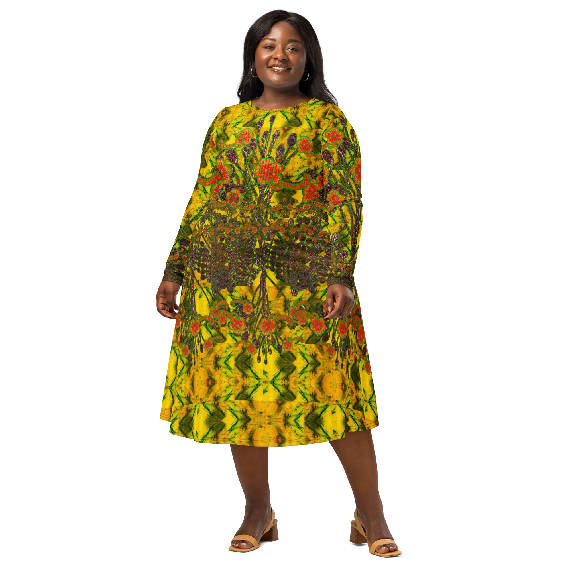 Long Sleeve Midi Dress (Her/Muliebris)(WindSong Flower) RJSTH@Fabric#1 RJSTHS2022 RJS