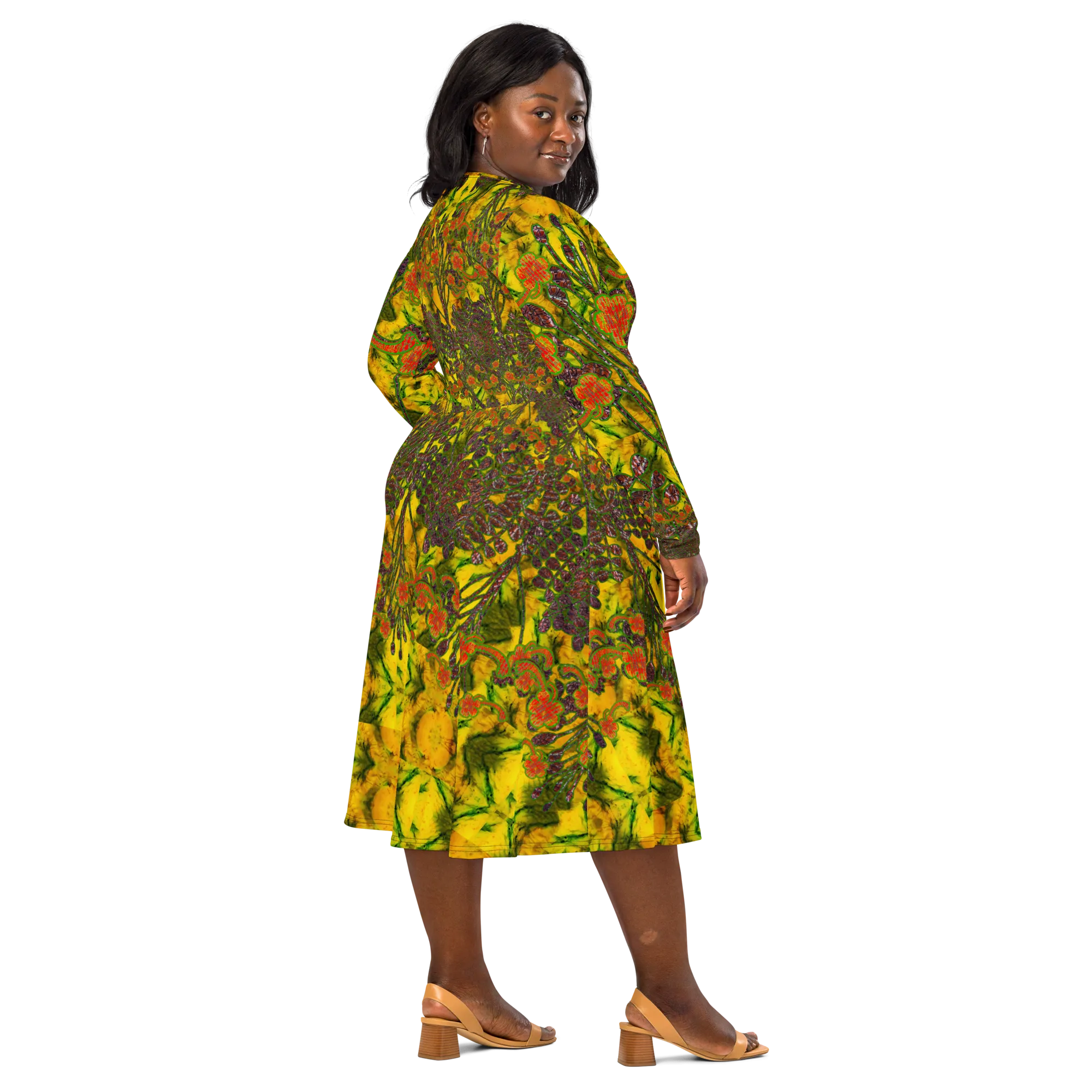 Long Sleeve Midi Dress (Her/Muliebris)(WindSong Flower) RJSTH@Fabric#1 RJSTHS2022 RJS