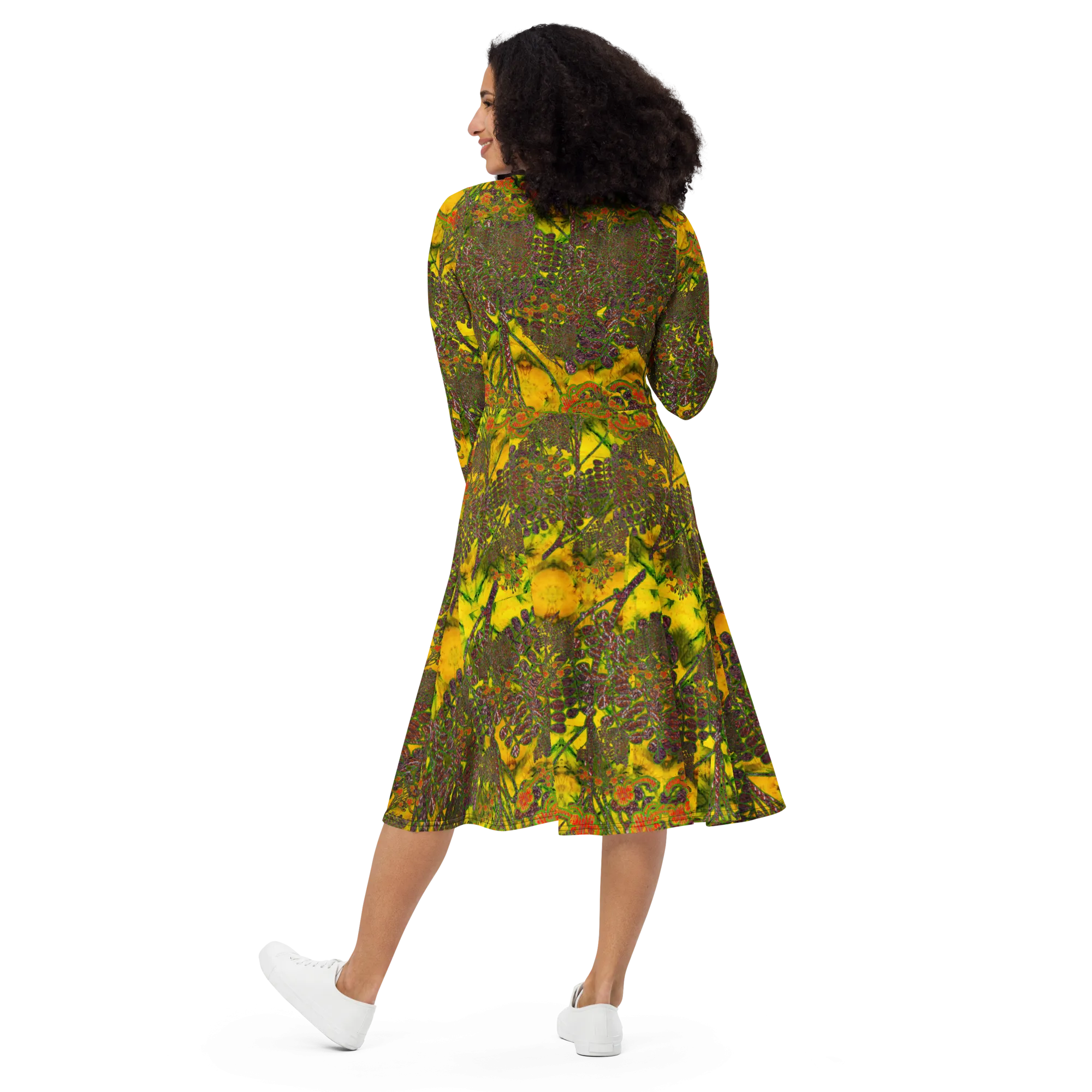 Long Sleeve Midi Dress (Her/Muliebris)(WindSong Flower) RJSTH@Fabric#1 RJSTHS2022 RJS