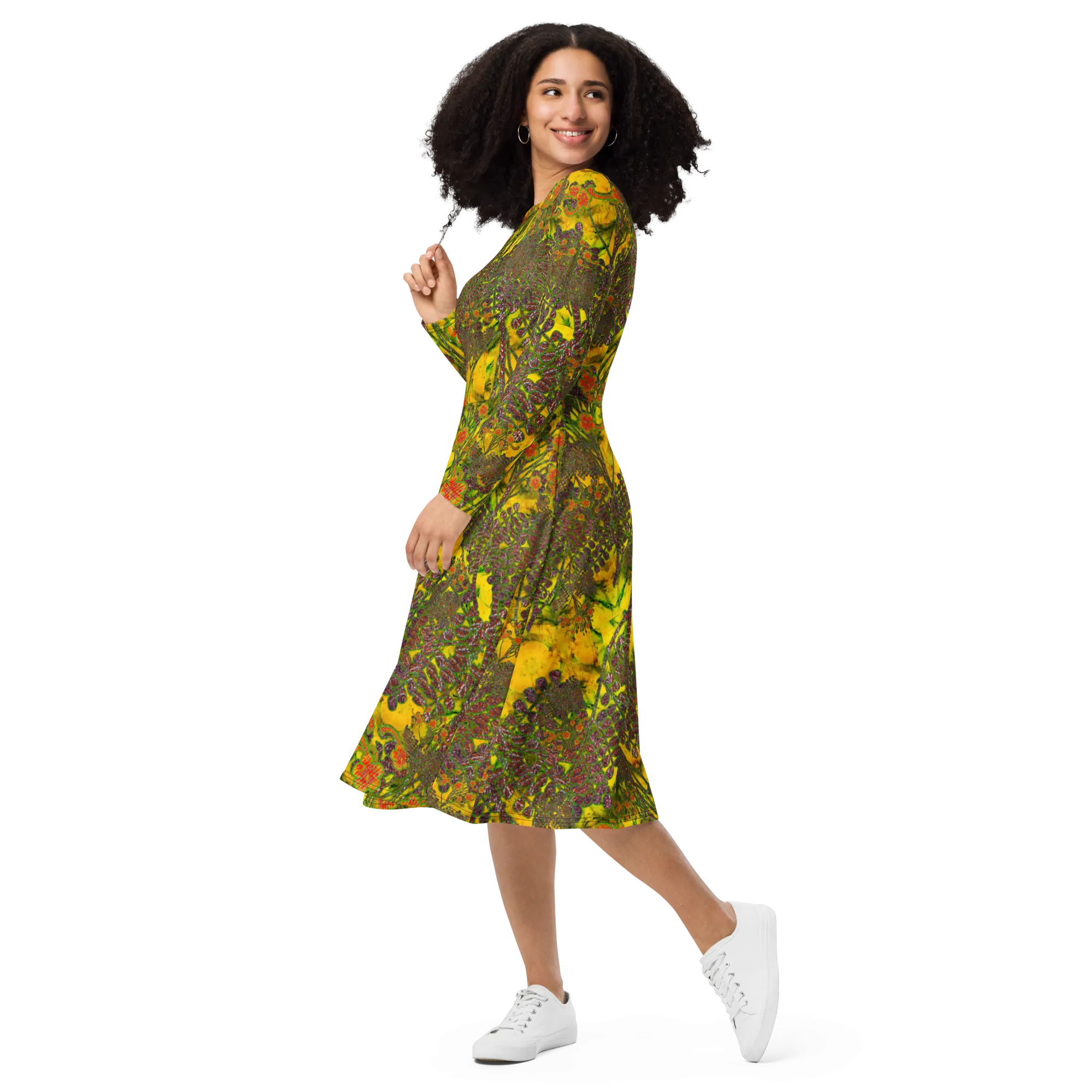 Long Sleeve Midi Dress (Her/Muliebris)(WindSong Flower) RJSTH@Fabric#1 RJSTHS2022 RJS