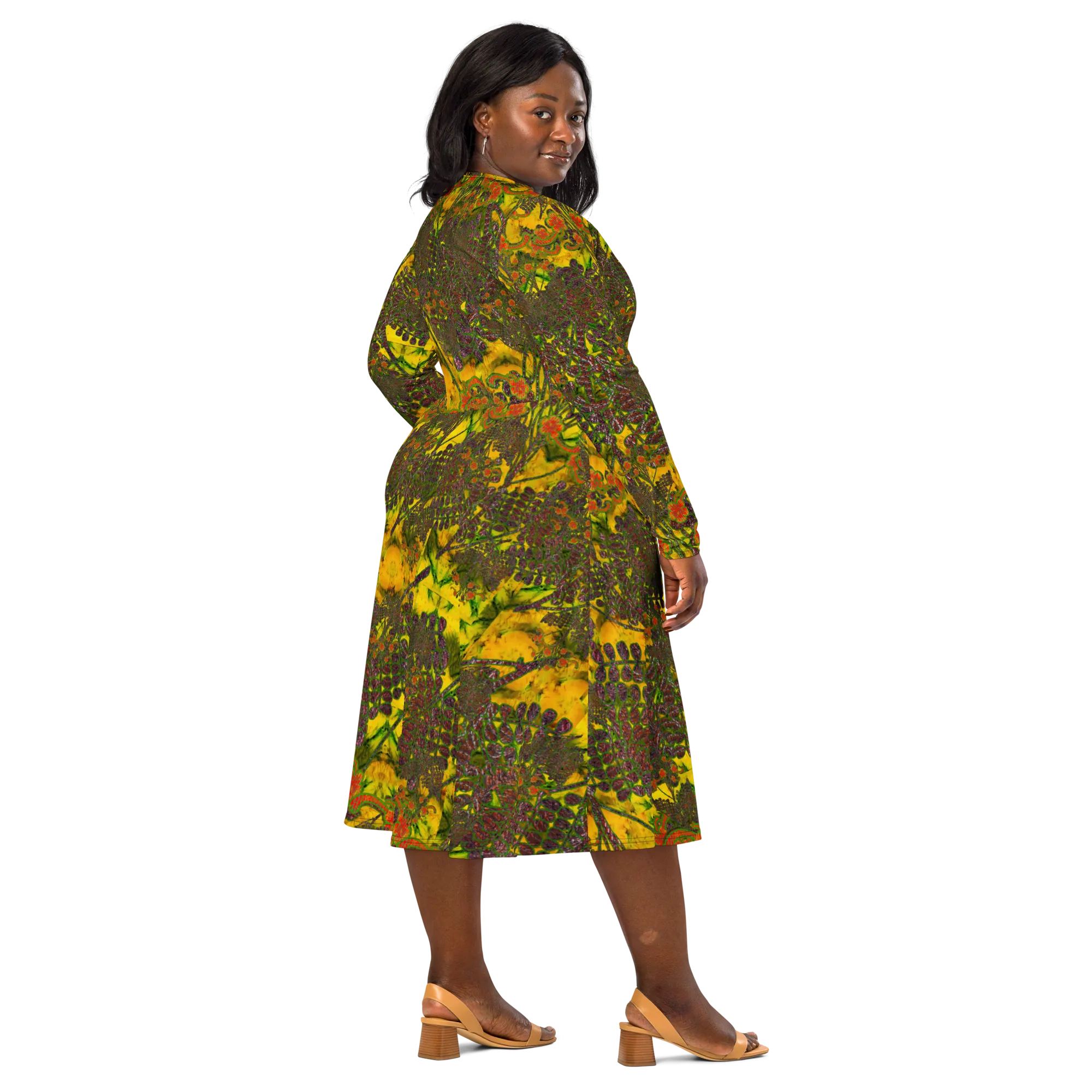 Long Sleeve Midi Dress (Her/Muliebris)(WindSong Flower) RJSTH@Fabric#1 RJSTHS2022 RJS