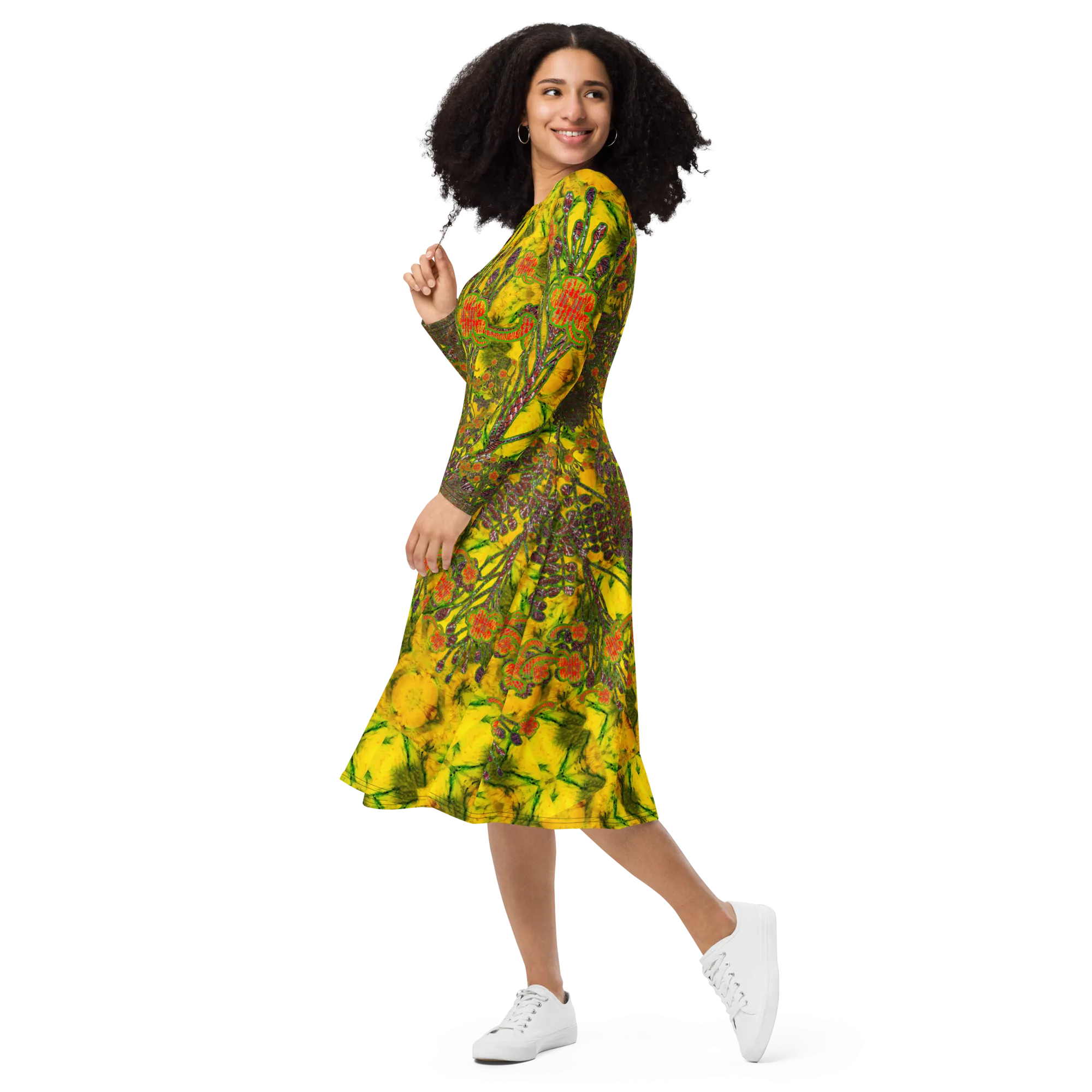 Long Sleeve Midi Dress (Her/Muliebris)(WindSong Flower) RJSTH@Fabric#1 RJSTHS2022 RJS