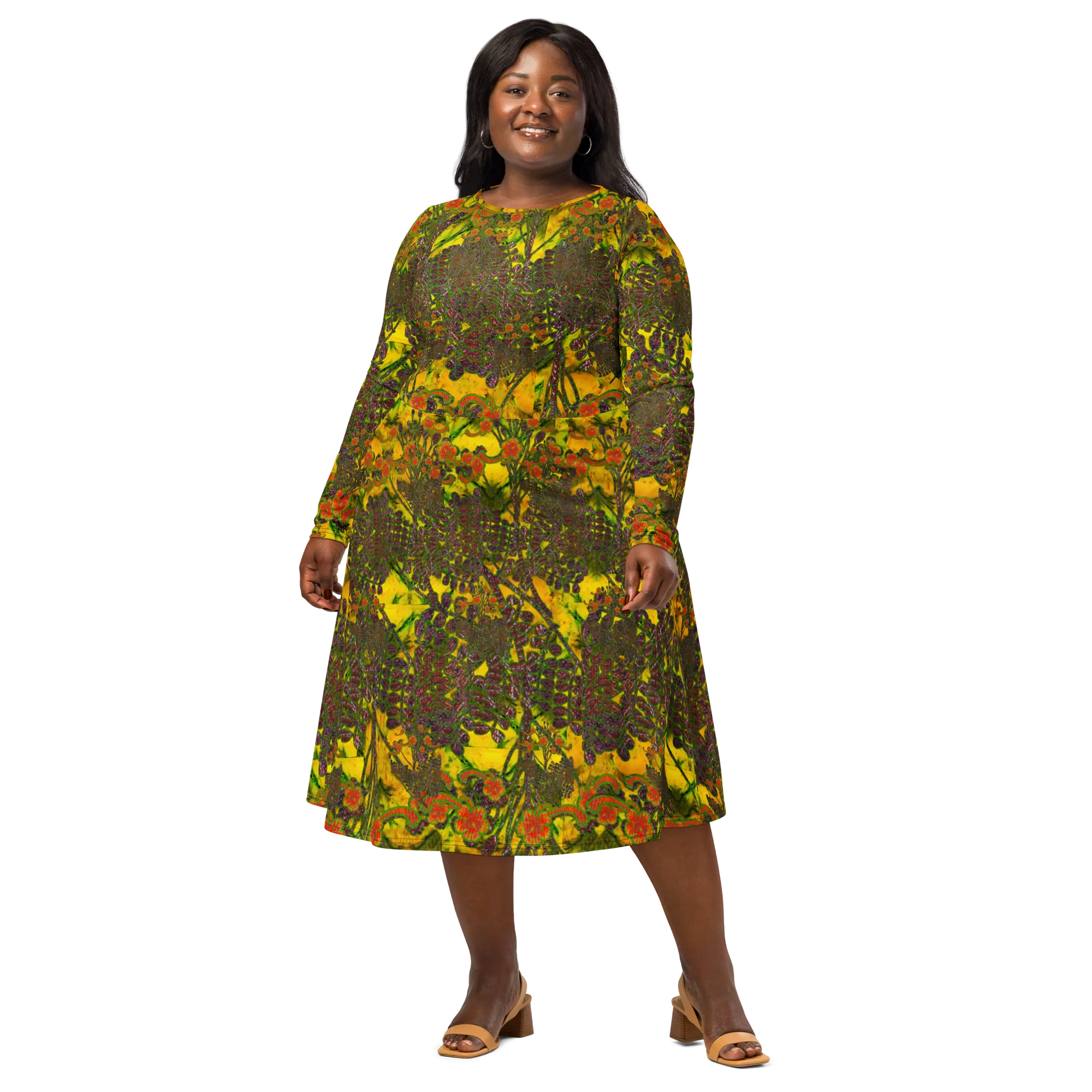 Long Sleeve Midi Dress (Her/Muliebris)(WindSong Flower) RJSTH@Fabric#1 RJSTHS2022 RJS