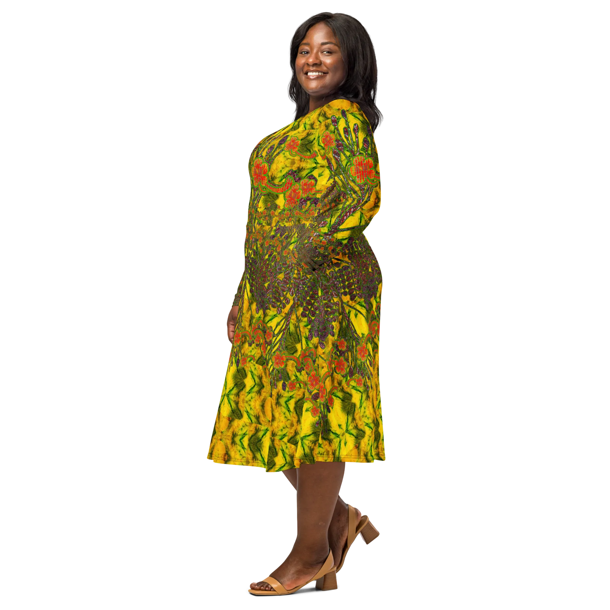 Long Sleeve Midi Dress (Her/Muliebris)(WindSong Flower) RJSTH@Fabric#1 RJSTHS2022 RJS