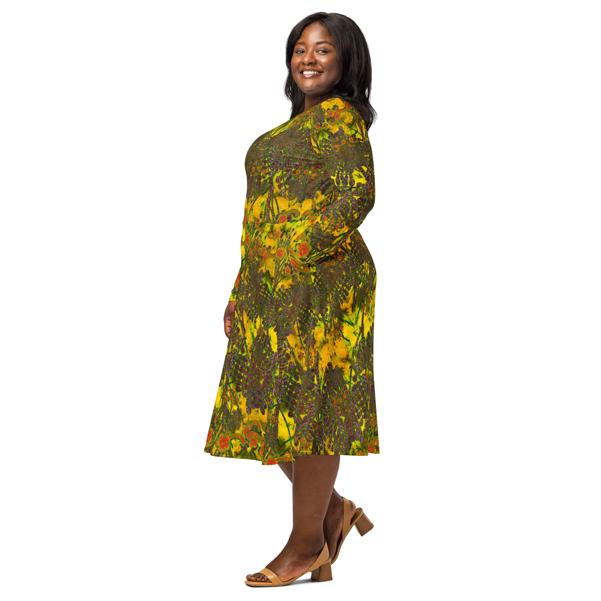 Long Sleeve Midi Dress (Her/Muliebris)(WindSong Flower) RJSTH@Fabric#1 RJSTHS2022 RJS