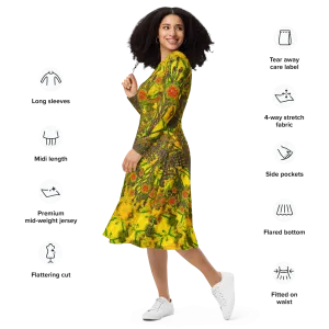 Long Sleeve Midi Dress (Her/Muliebris)(WindSong Flower) RJSTH@Fabric#1 RJSTHS2022 RJS
