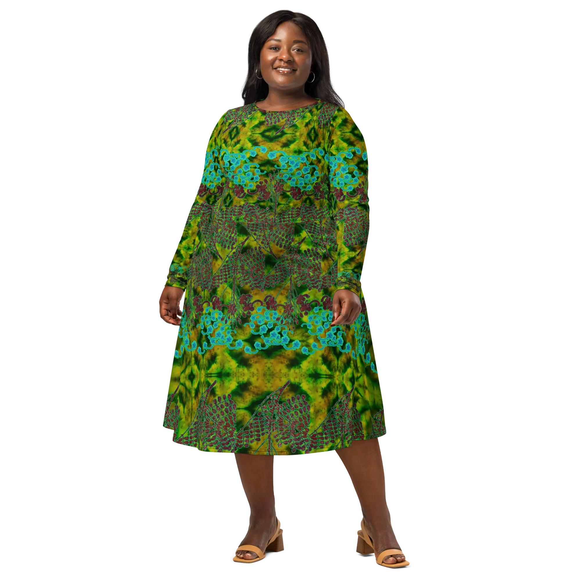 Long Sleeve Midi Dress (Her/Muliebris)(WindSong Flower) RJSTH@Fabric#10 RJSTHS2022 RJS