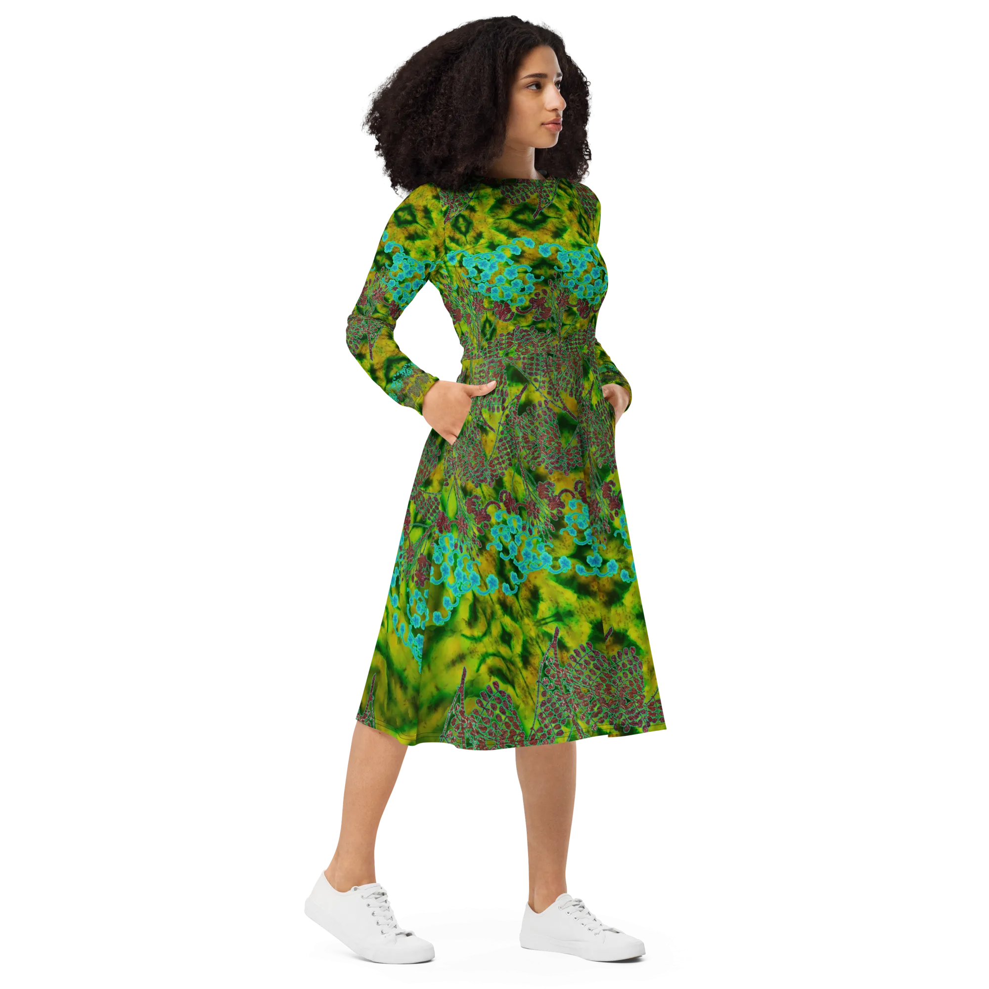 Long Sleeve Midi Dress (Her/Muliebris)(WindSong Flower) RJSTH@Fabric#10 RJSTHS2022 RJS